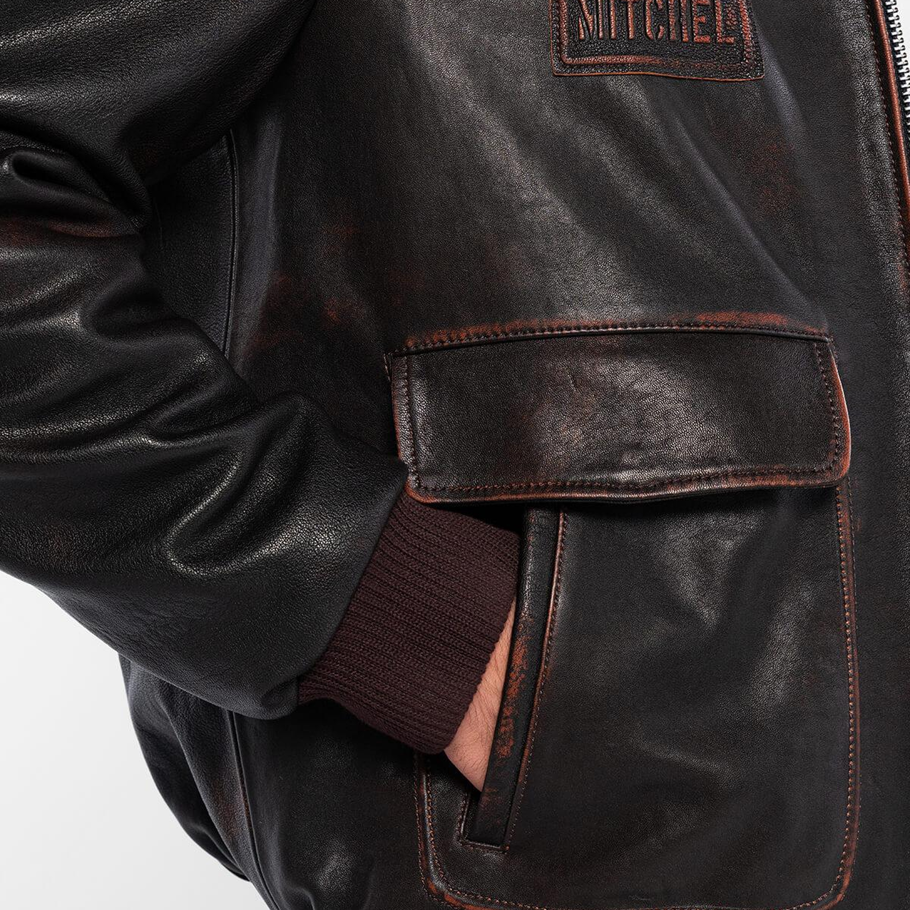 Tamer Tanca Erkek Hakiki Deri Kızıl Eskitme Deri Mont