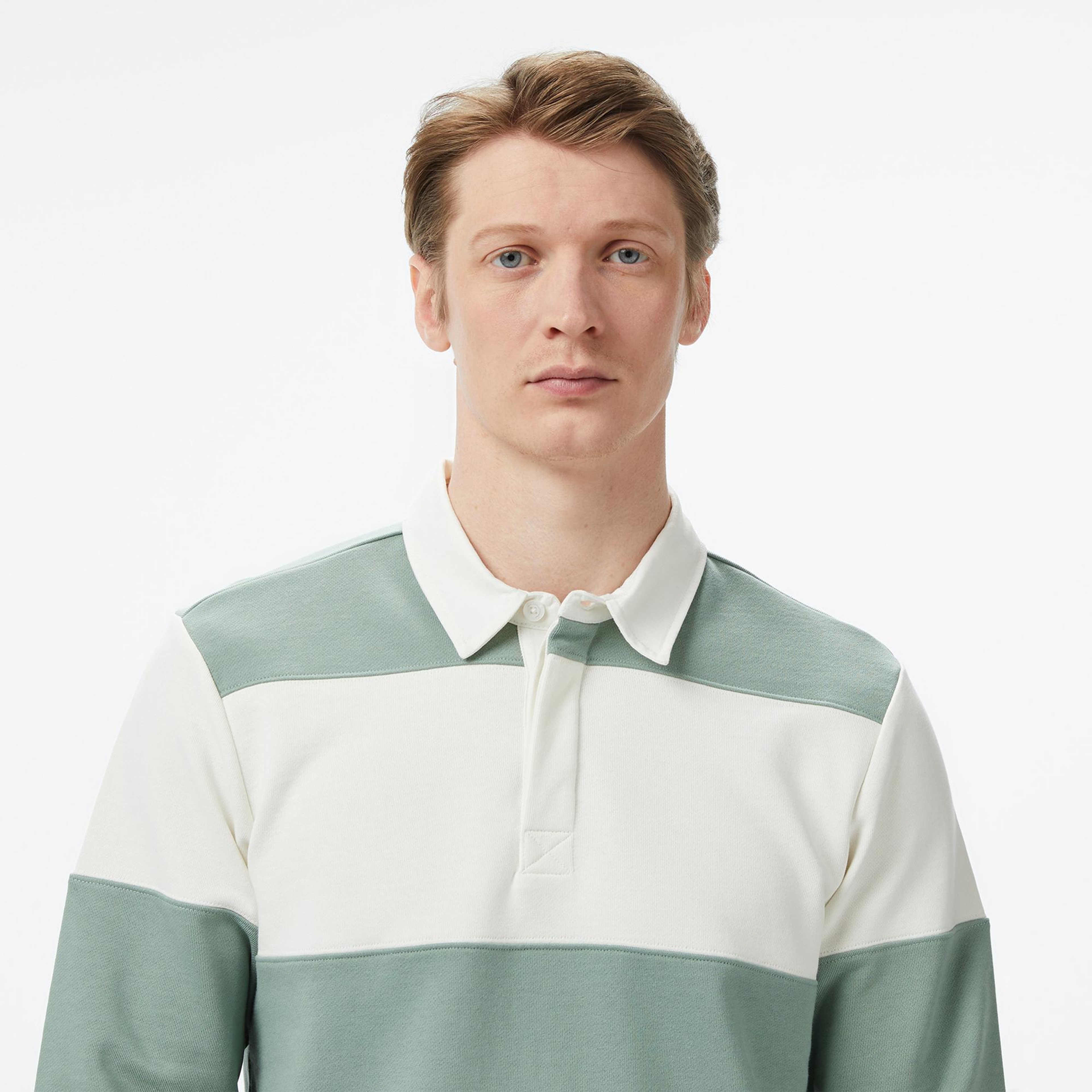 Nautica Erkek Yeşil Regular Fit Uzun Kollu Çizgili Polo Yaka T-Shirt