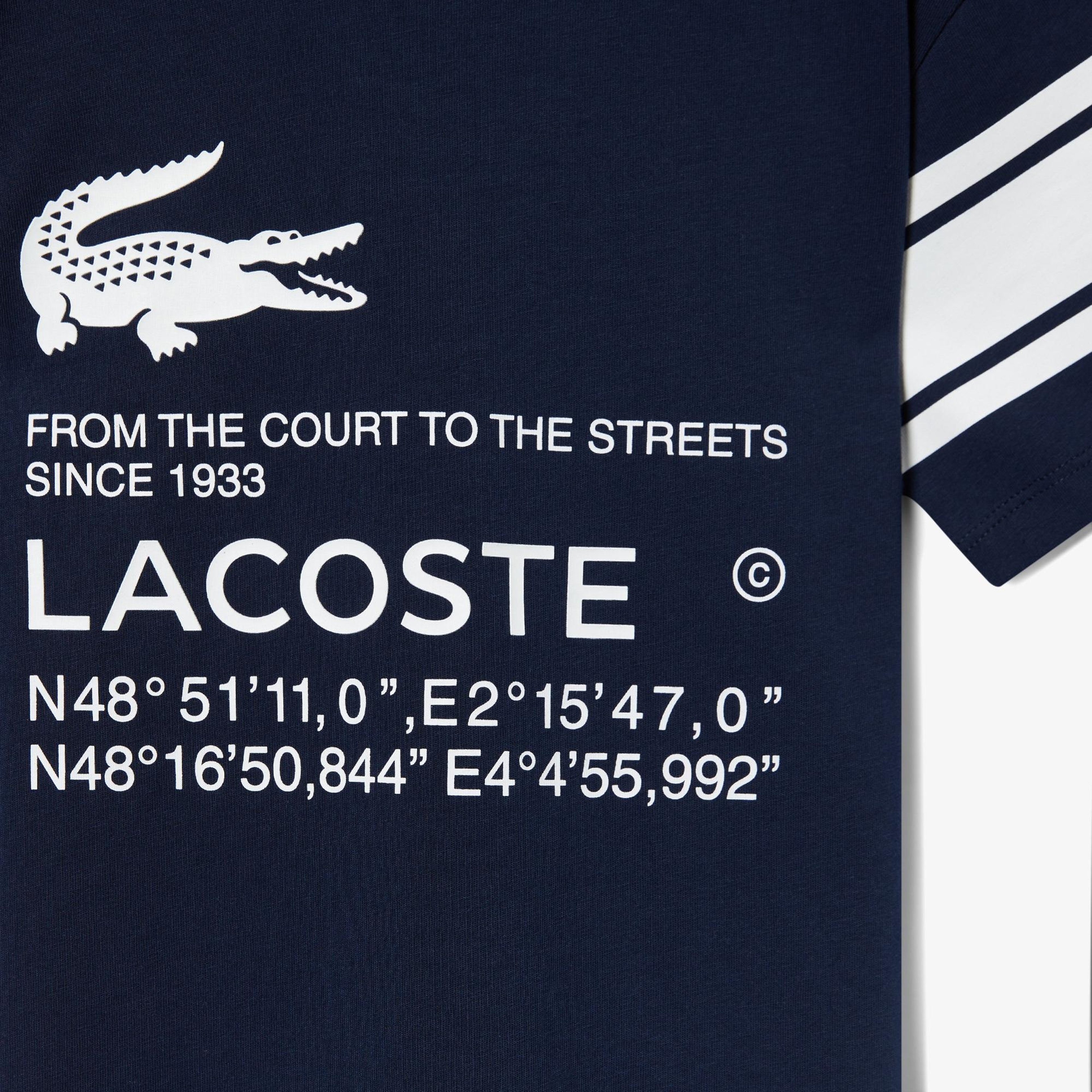Lacoste Çocuk Bisiklet Yaka Baskılı Lacivert T-Shirt