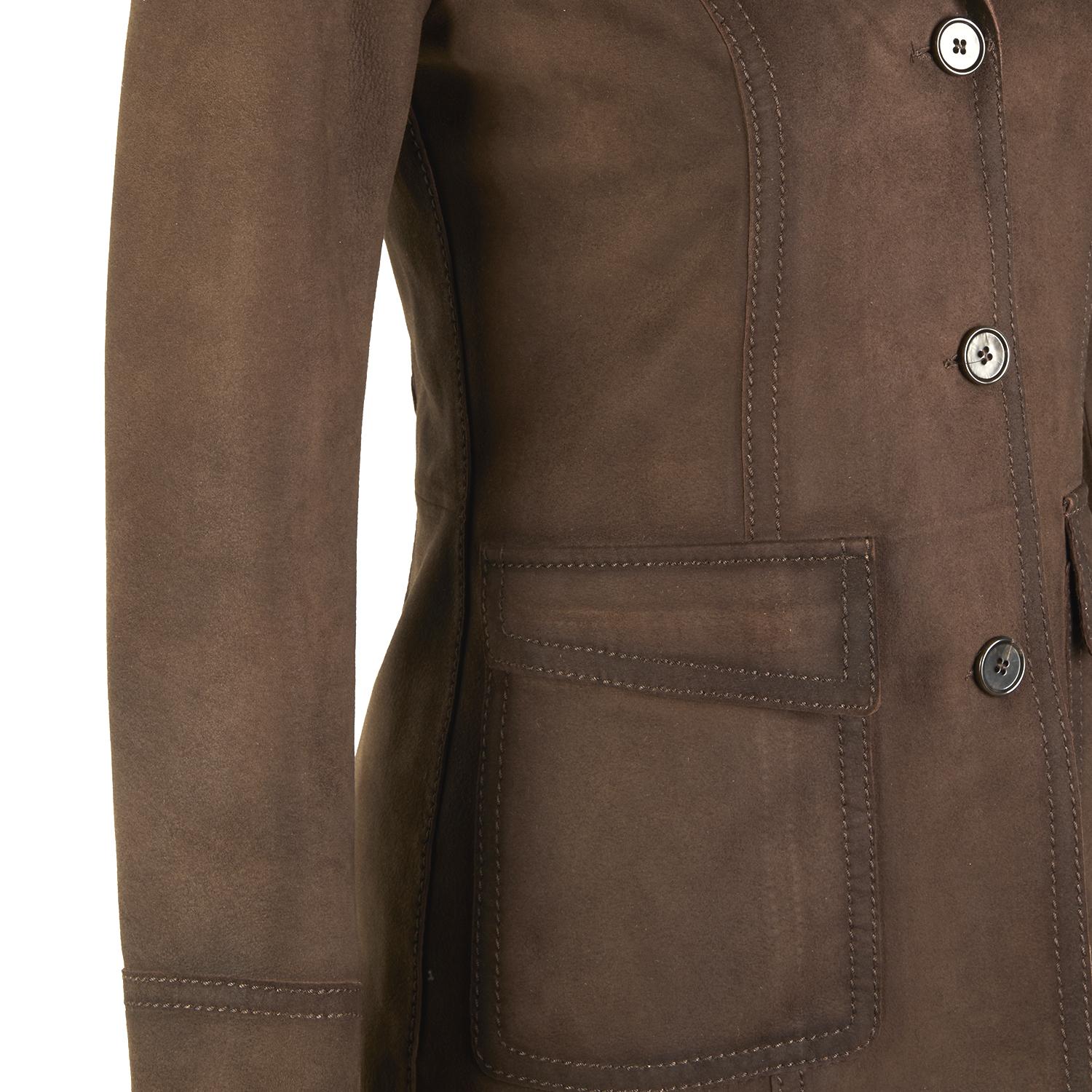 Evangel Kahve Kadın Süet Blazer Ceket