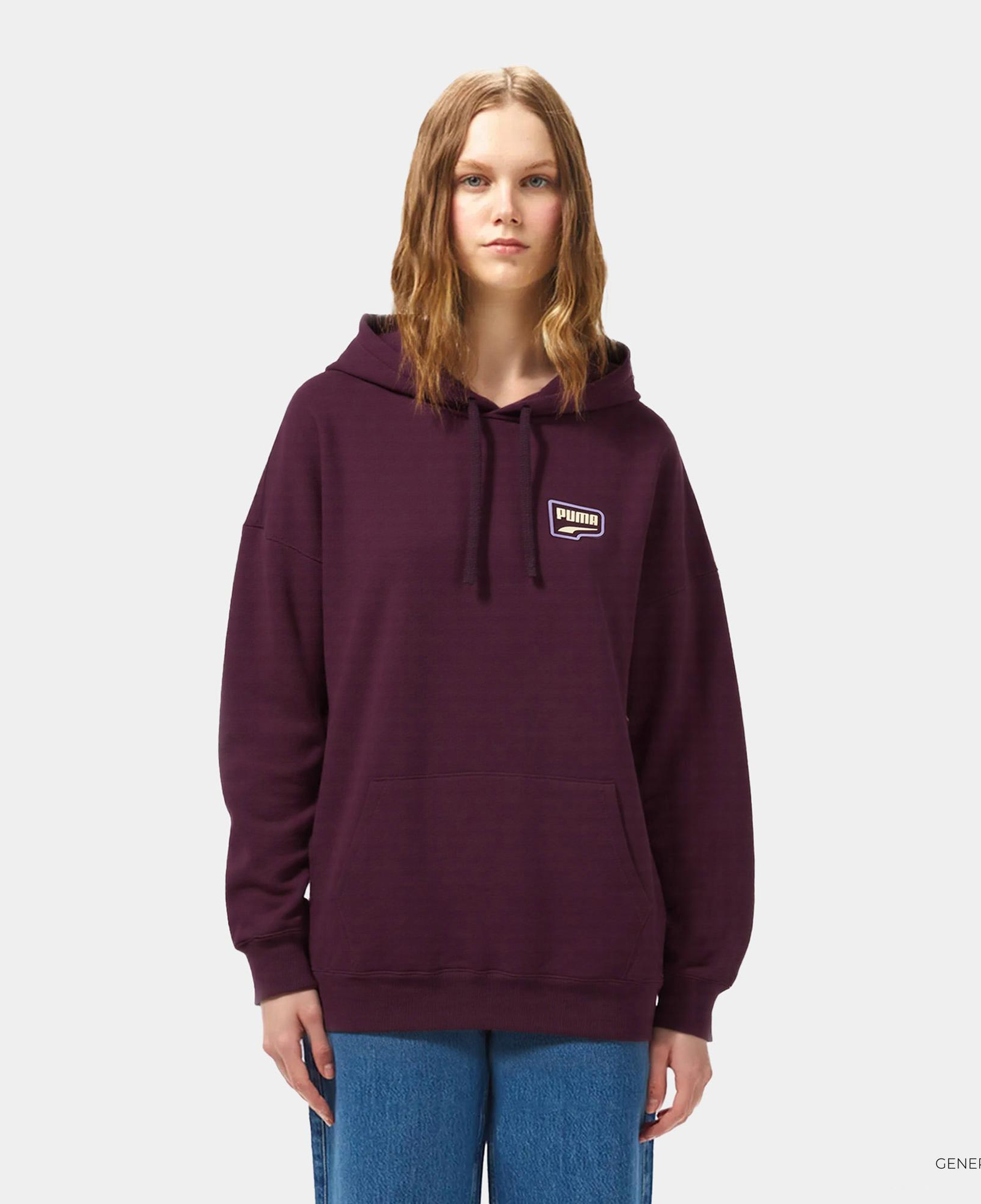Puma Downtown Oversized Hoodie Kadın Mor Hoodie