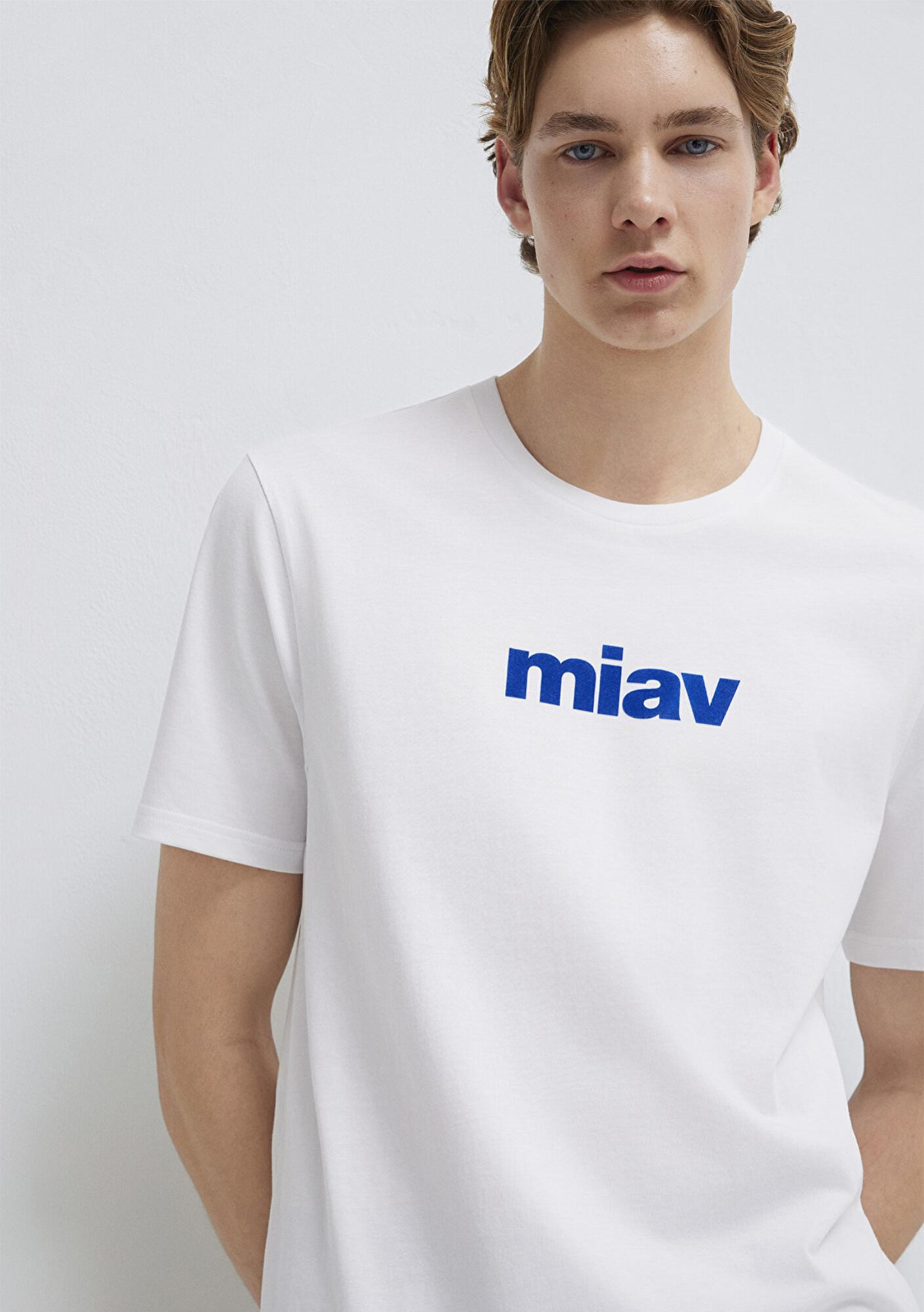 Mavi Miav Baskılı Beyaz Tişört Regular Fit / Normal Kesim 067153-620