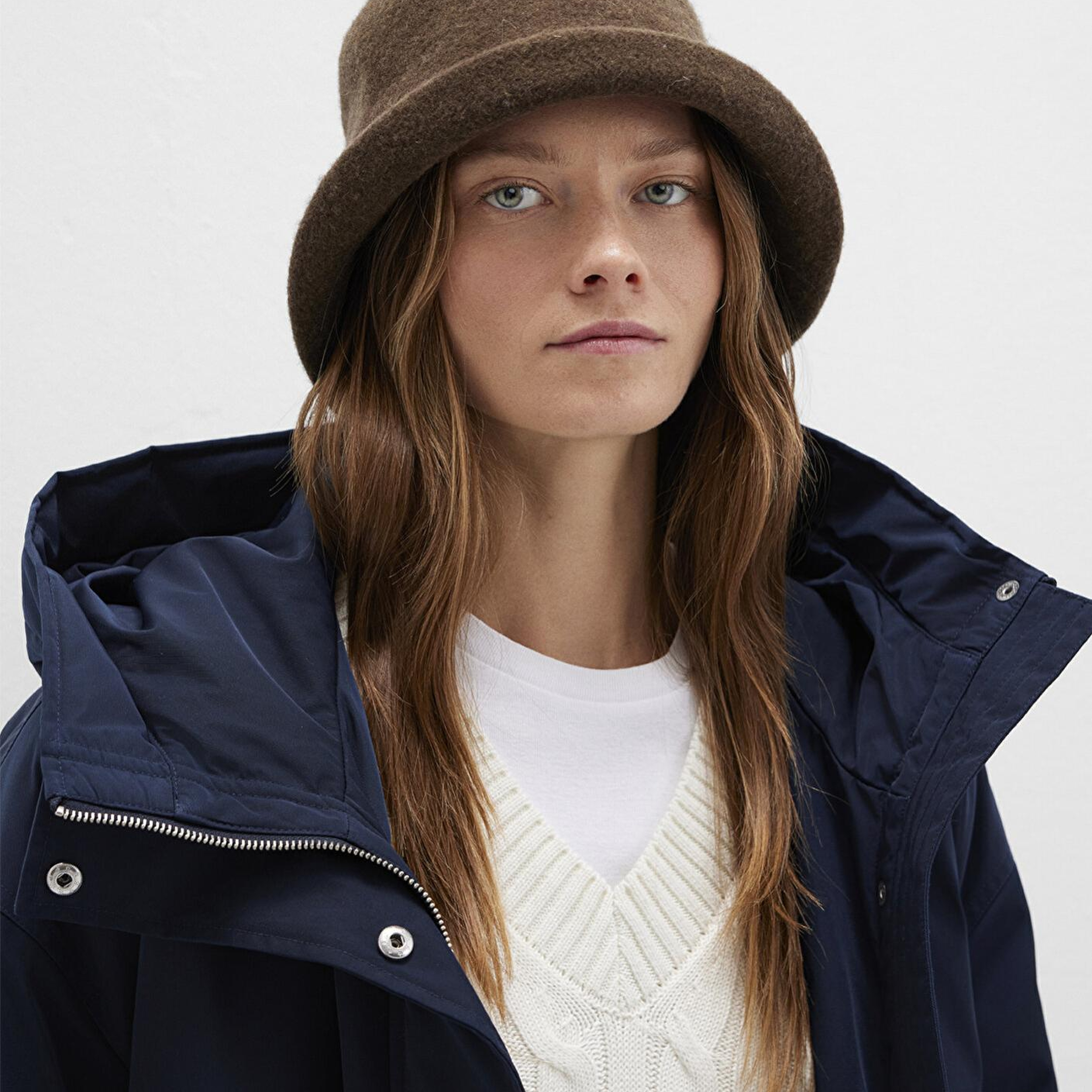 Mavi Kahverengi Yün Bucket Şapka 1911759-33198