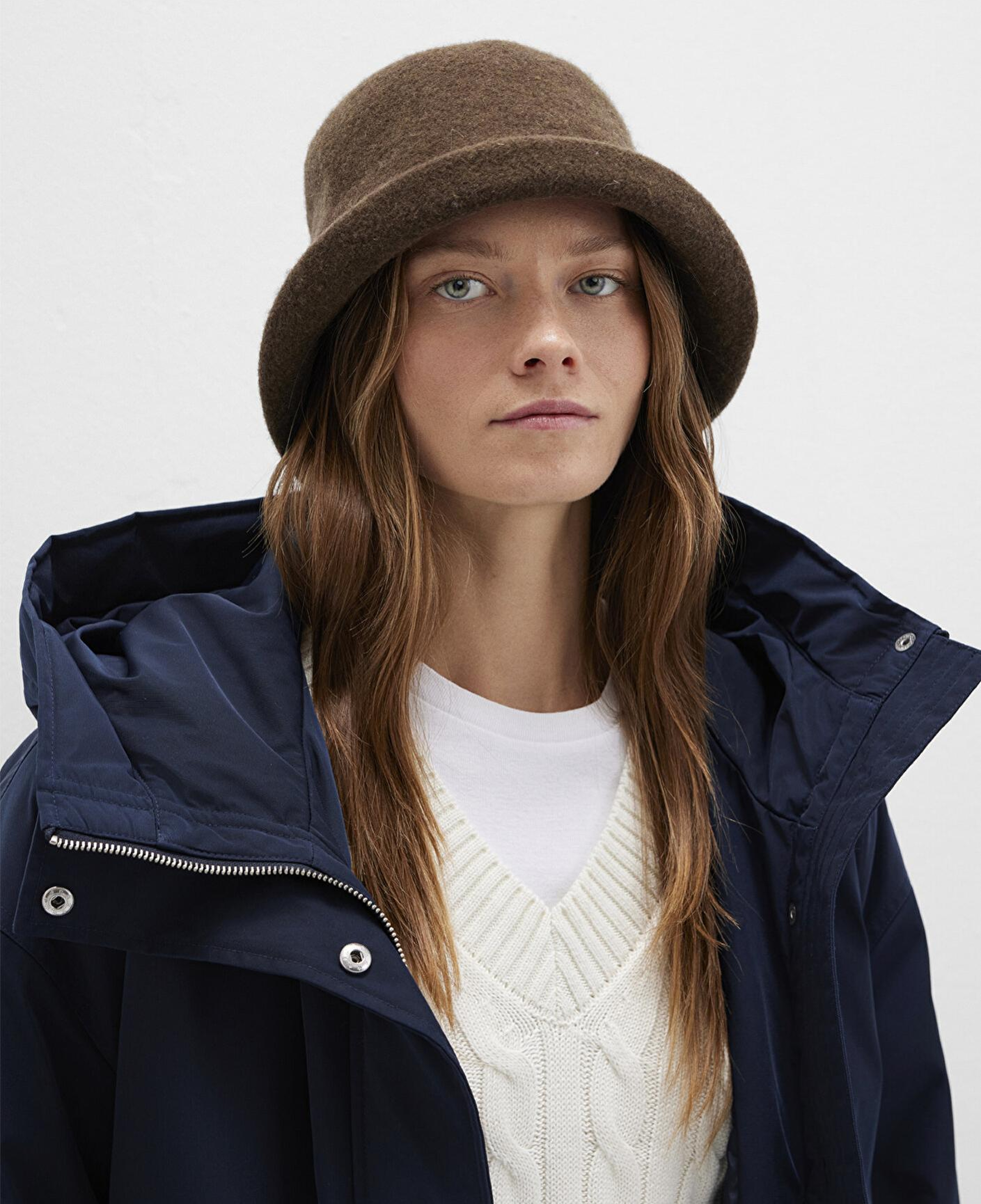 Mavi Kahverengi Yün Bucket Şapka 1911759-33198