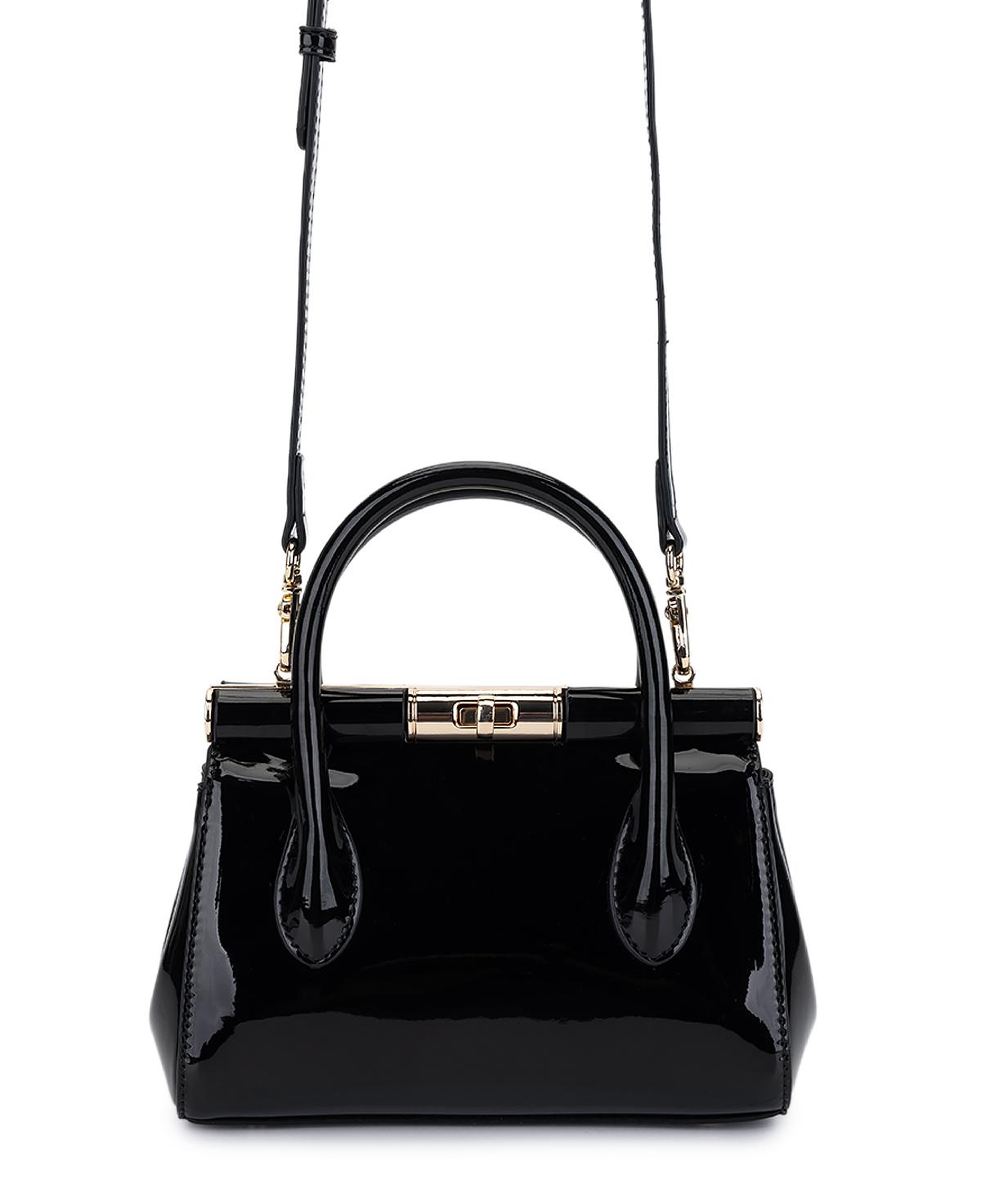 Tamer Tanca Kadın Suni Deri Siyah Rugan El Çantası