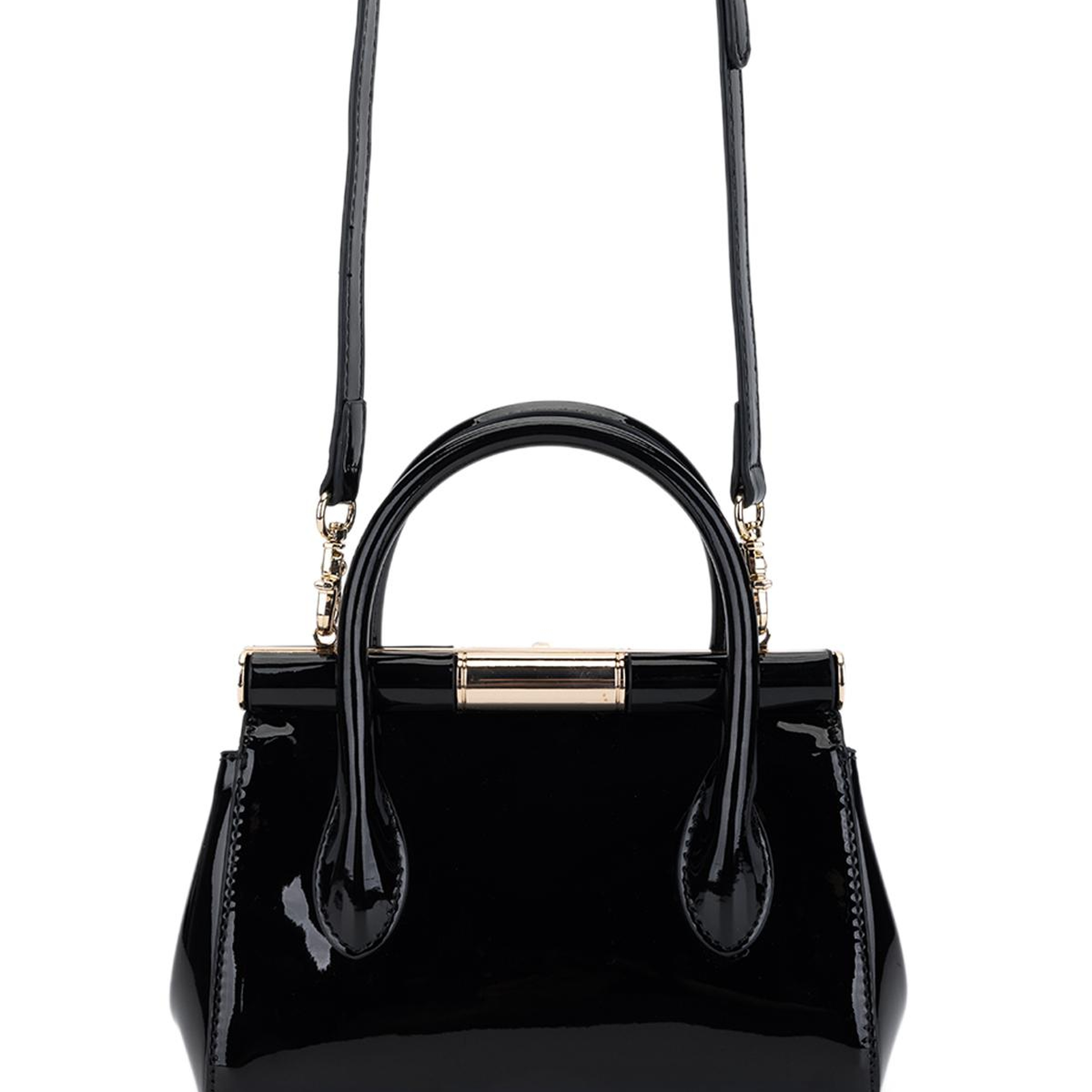 Tamer Tanca Kadın Suni Deri Siyah Rugan El Çantası