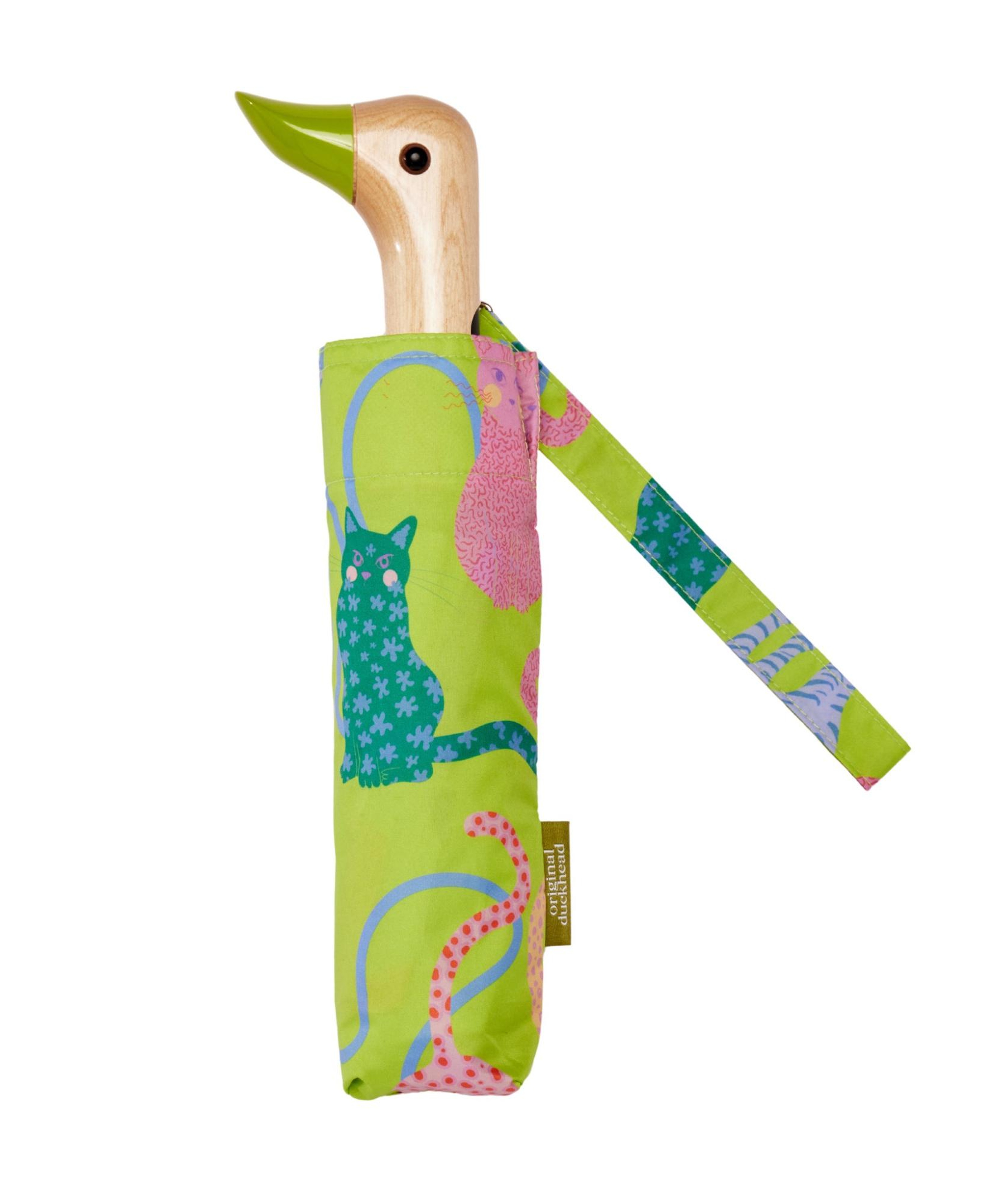 Original Duckhead Duck Kompakt Şemsiye Arty Cats Lime