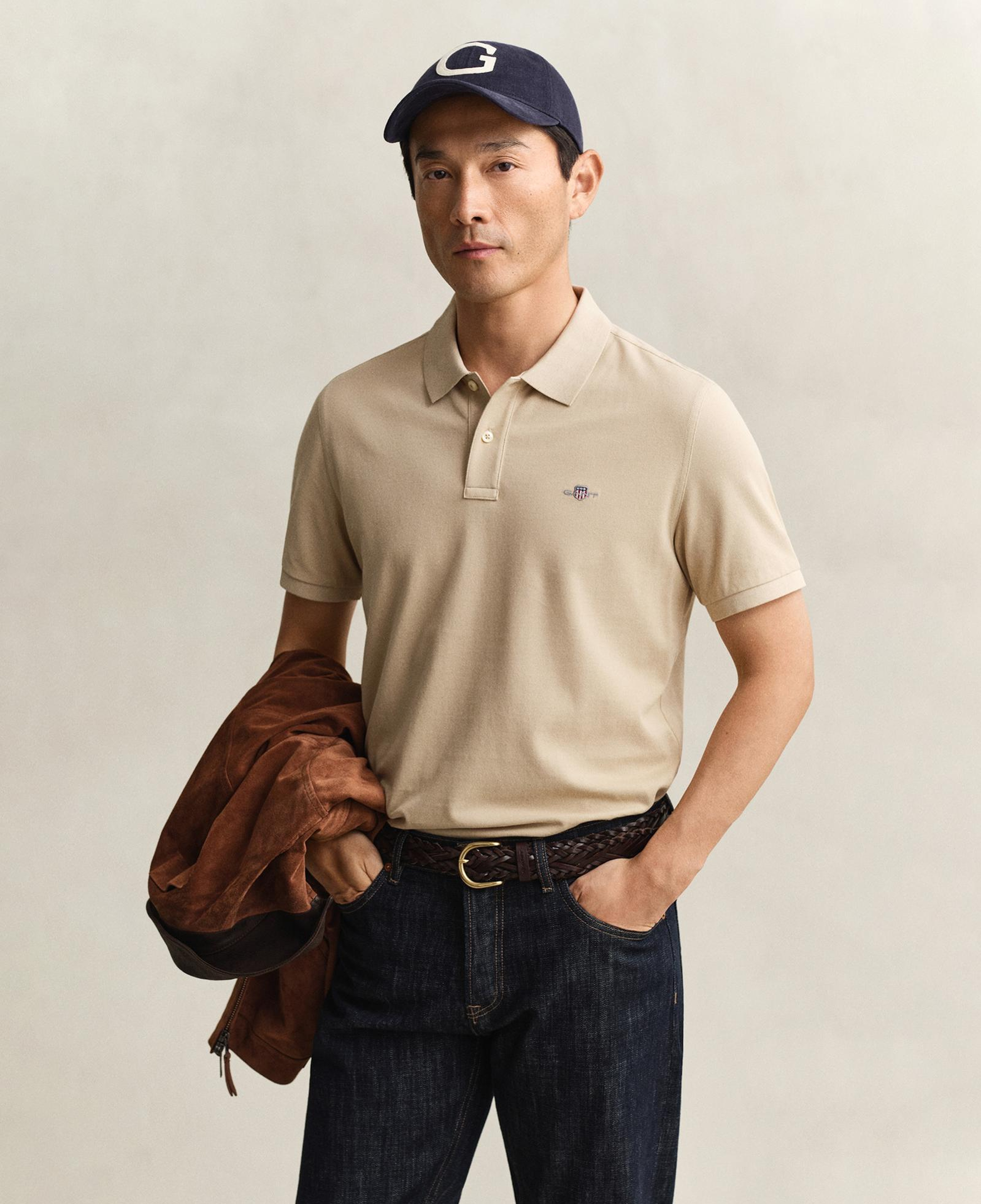 GANT Erkek Bej Regular Fit Logolu Polo Yaka T-Shirt