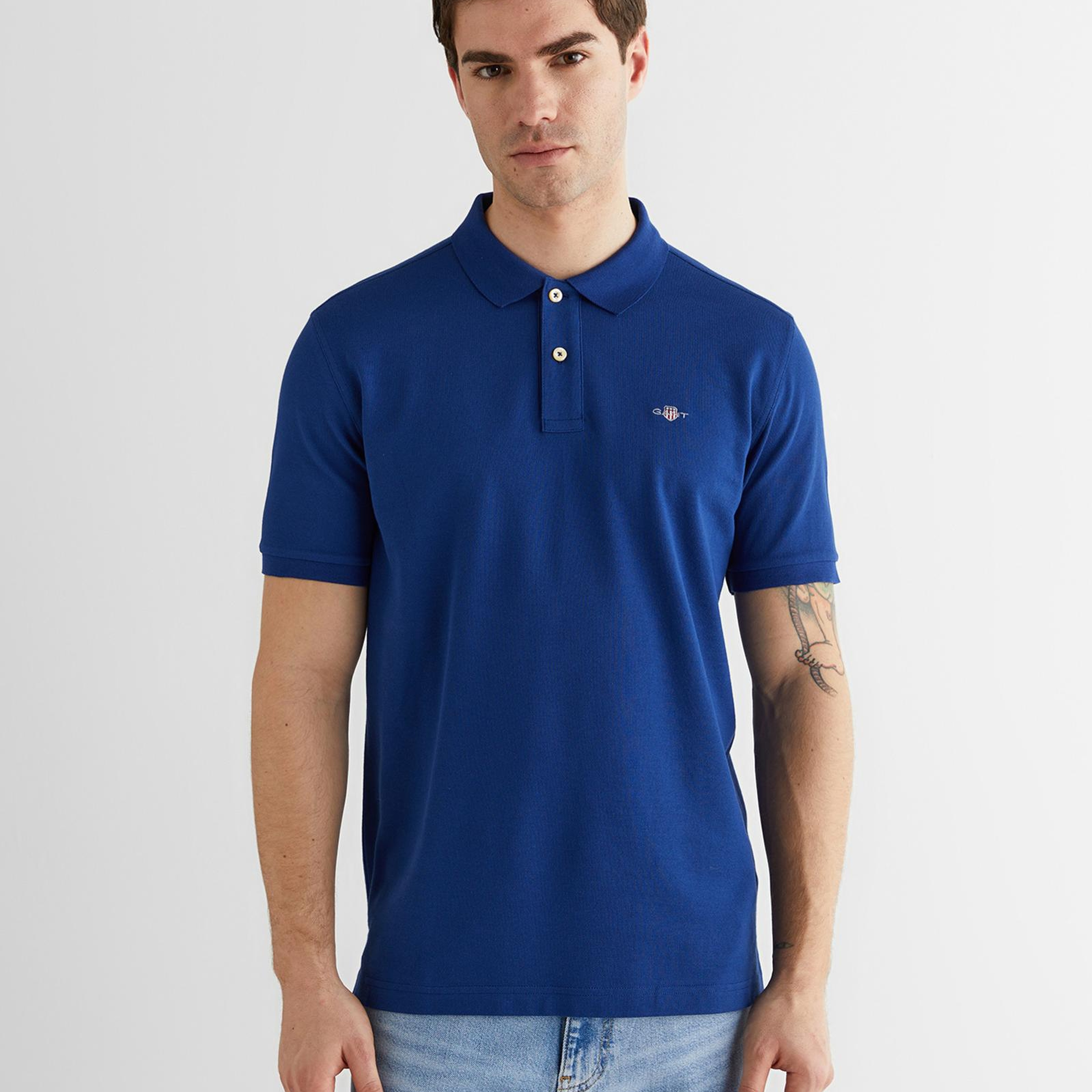 GANT Erkek Mavi Regular Fit Logolu Polo Yaka T-Shirt