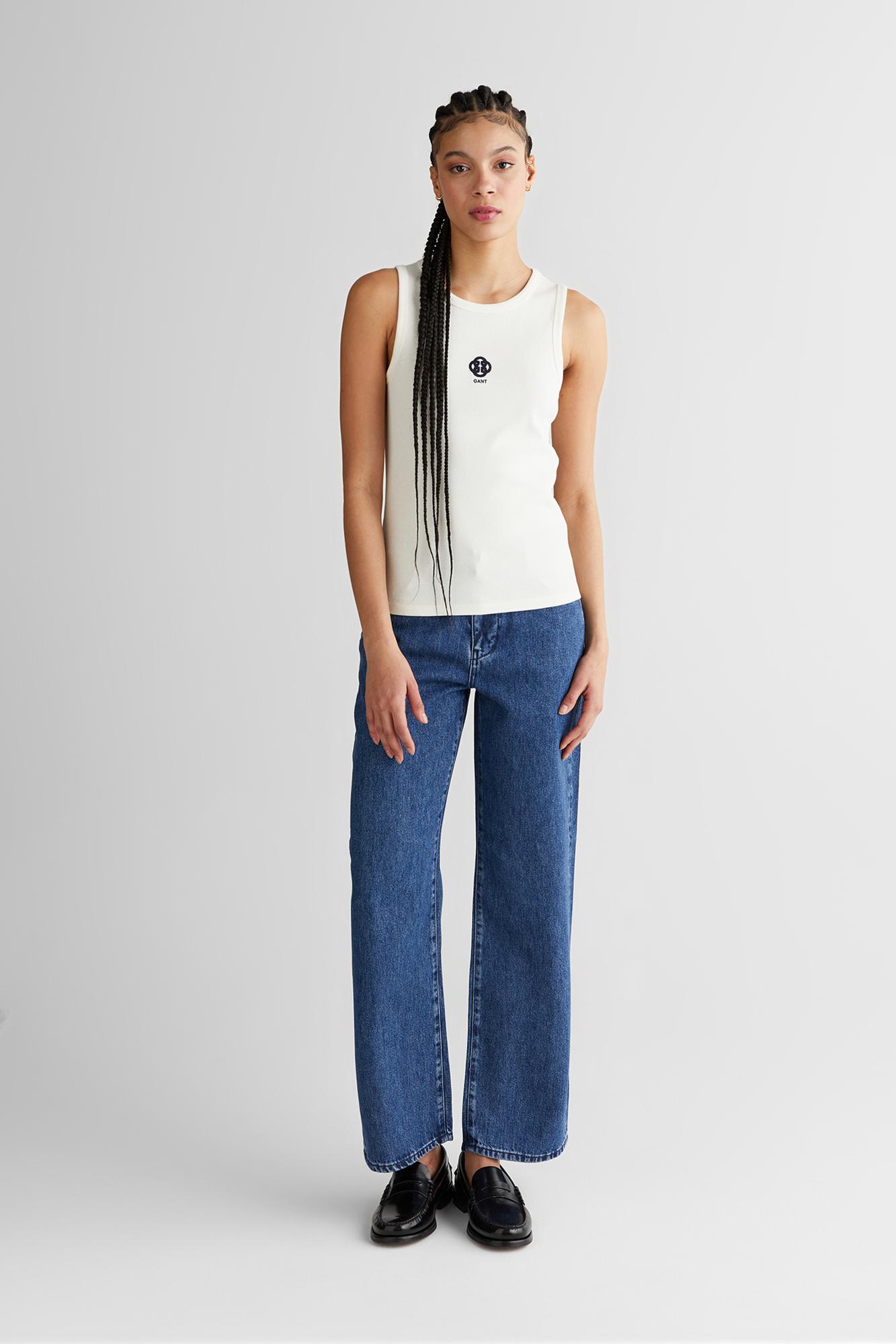 GANT Kadın Beyaz Bisiklet Yaka Regular Fit T-Shirt