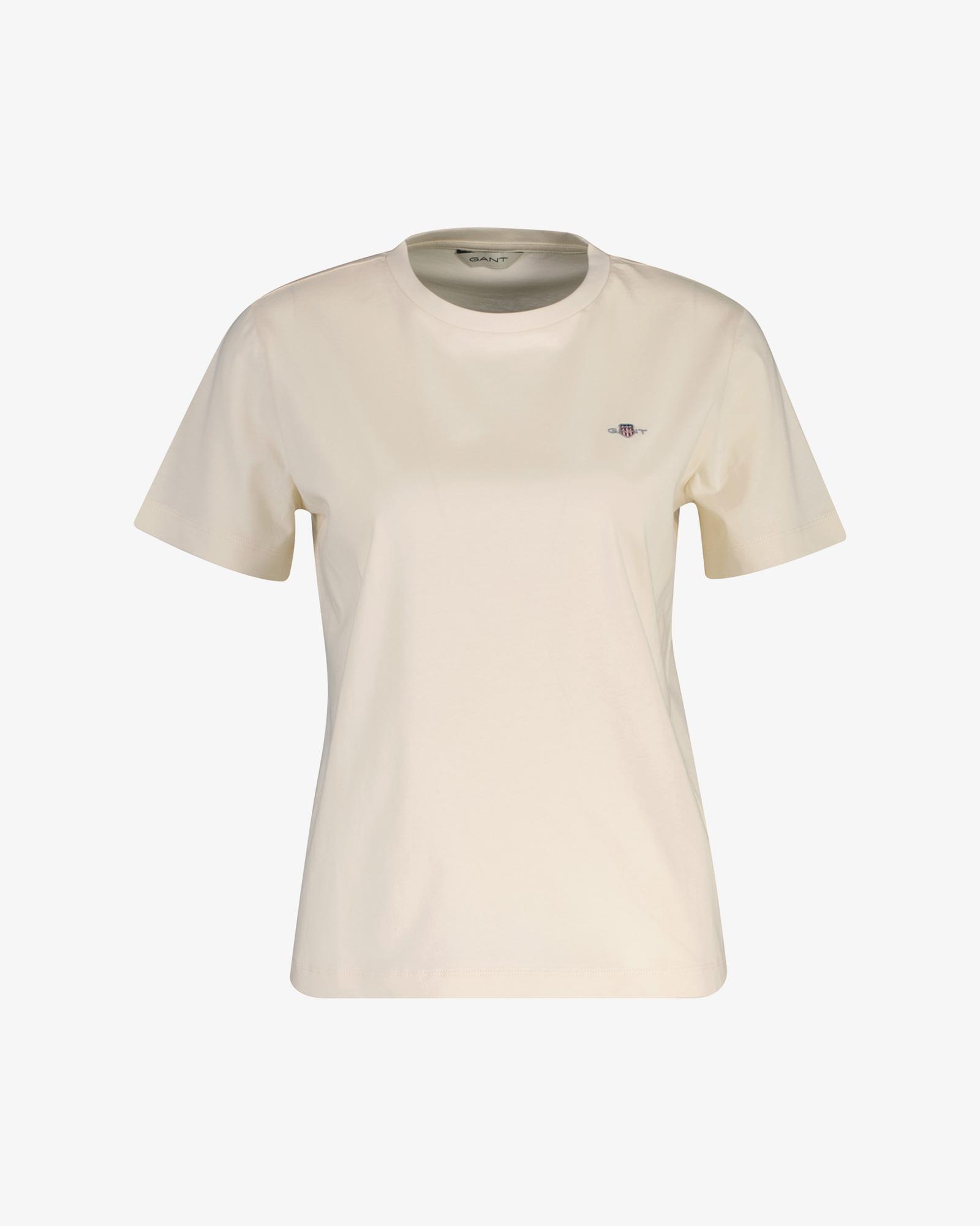 GANT Kadın Krem Bisiklet Yaka Regular Fit Logolu T-Shirt