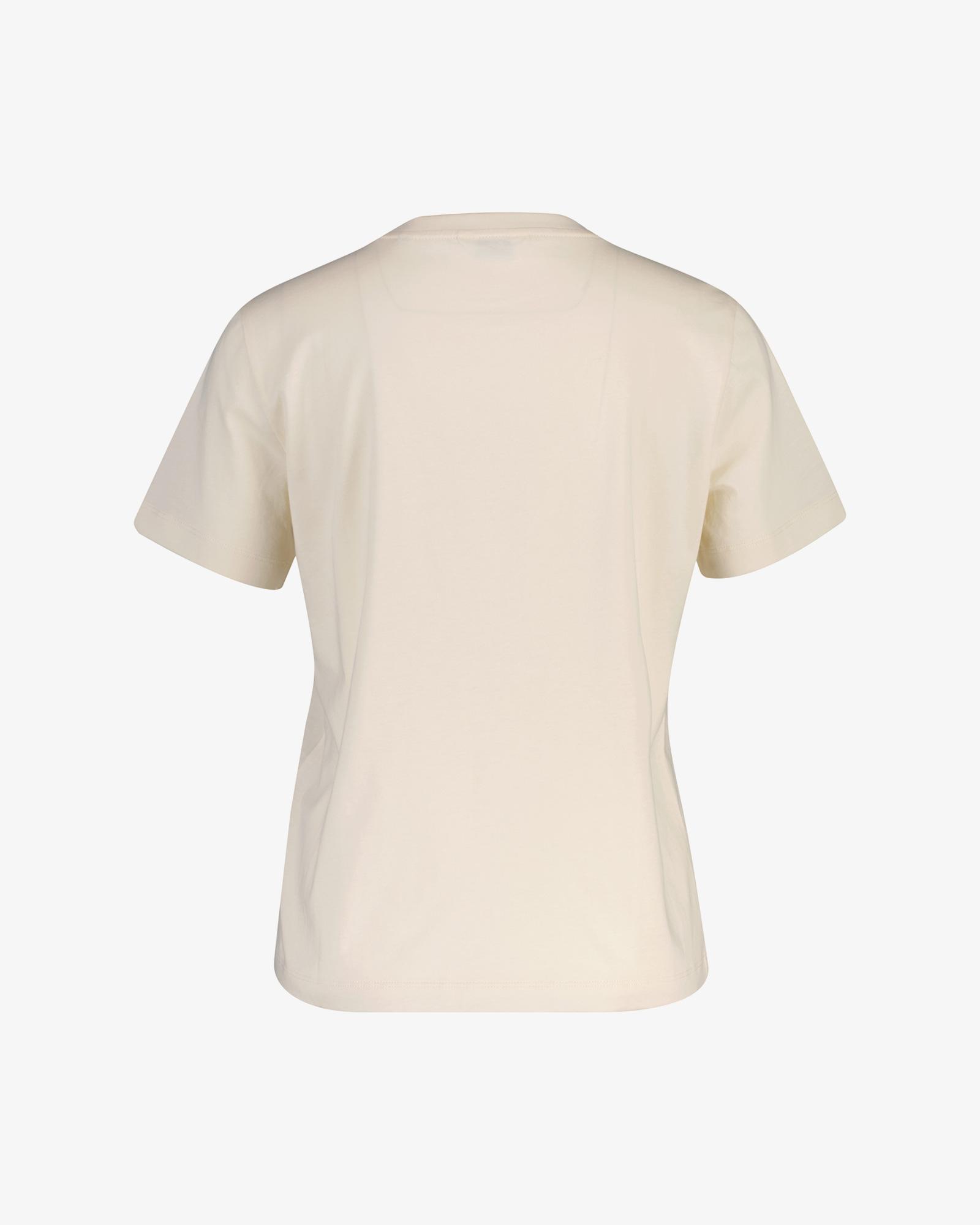 GANT Kadın Krem Bisiklet Yaka Regular Fit Logolu T-Shirt