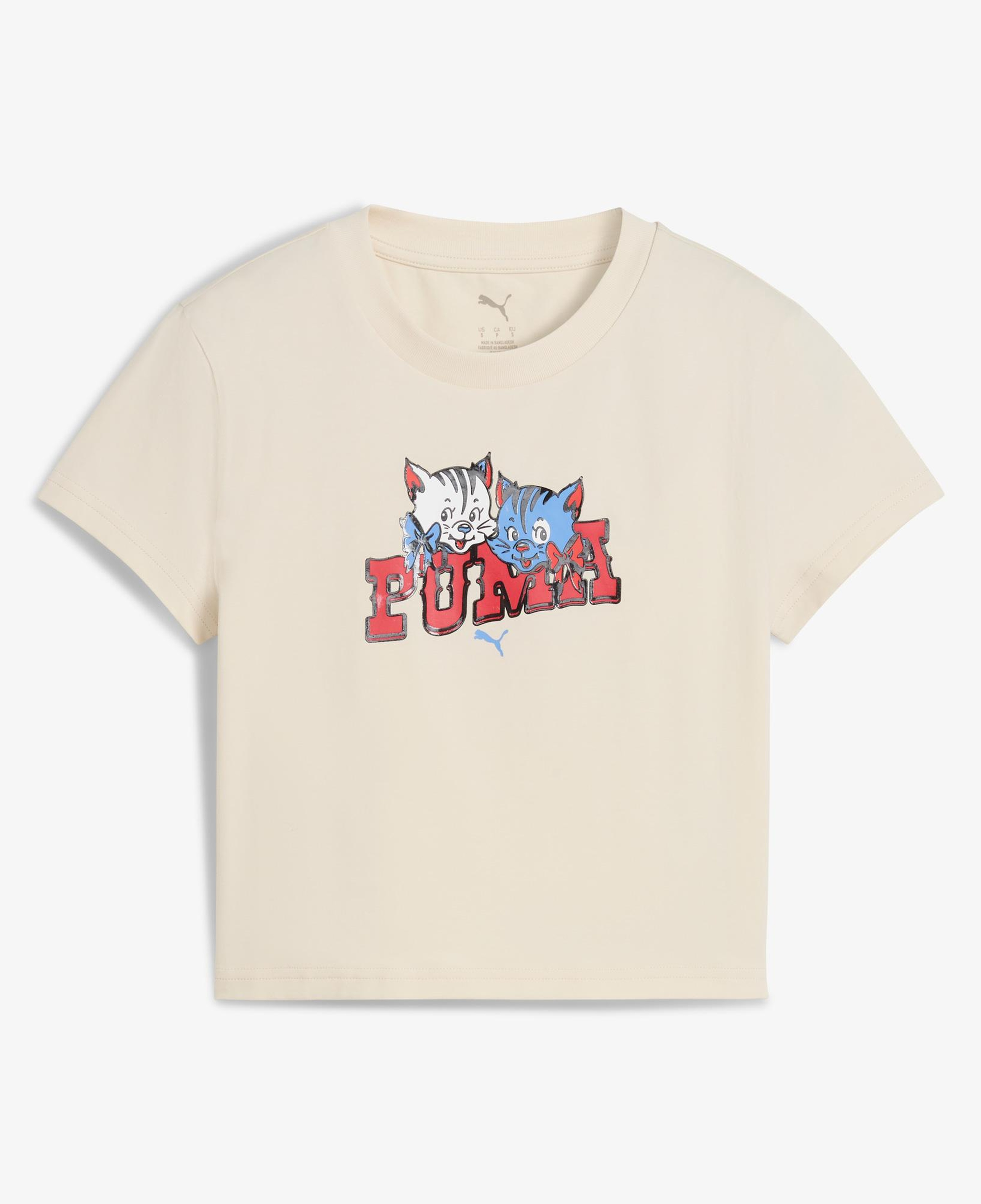 Puma Graphic Kitten Baby Kadın Krem T-Shirt