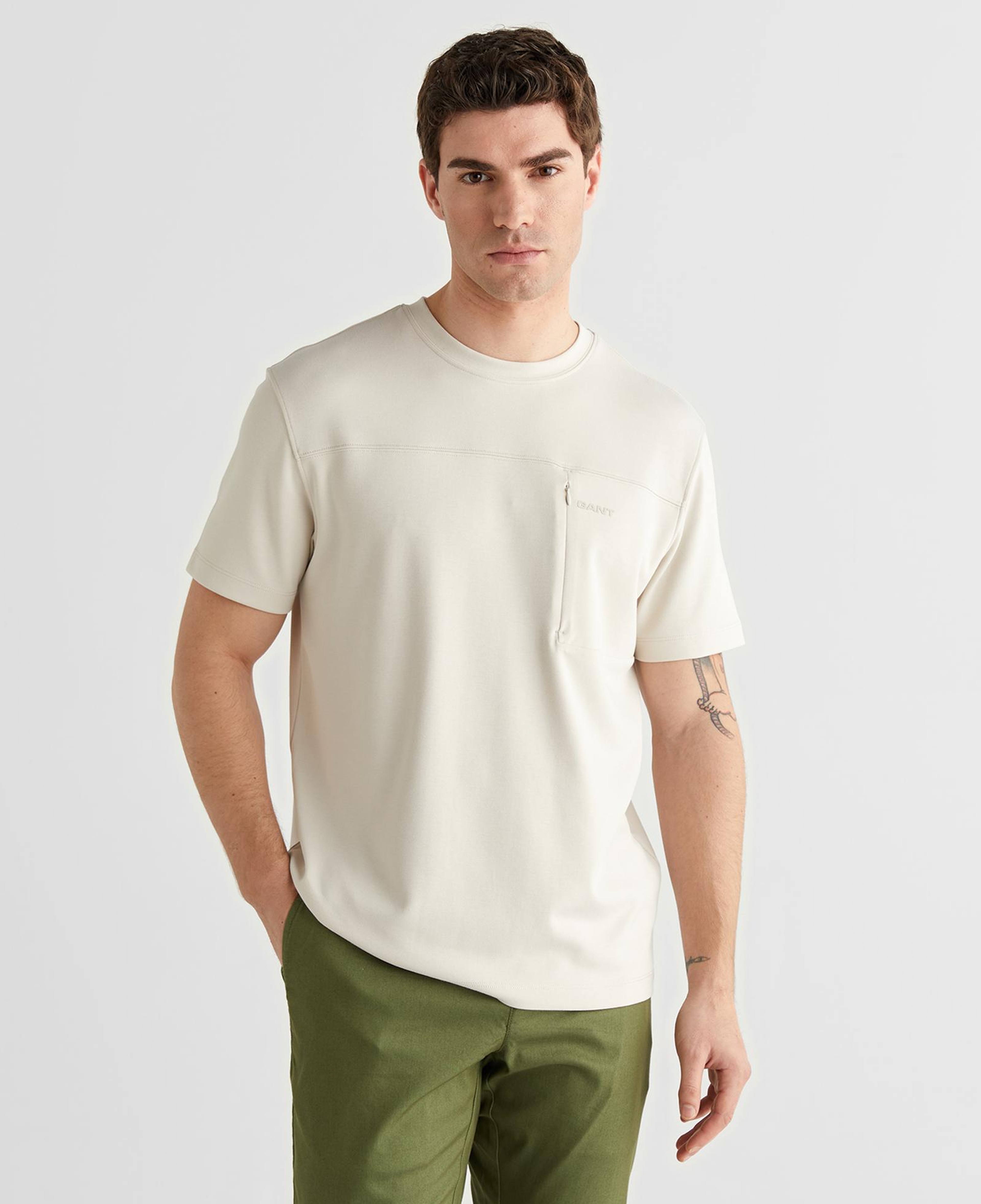 GANT Erkek Krem Bisiklet Yaka Regular Fit T-Shirt
