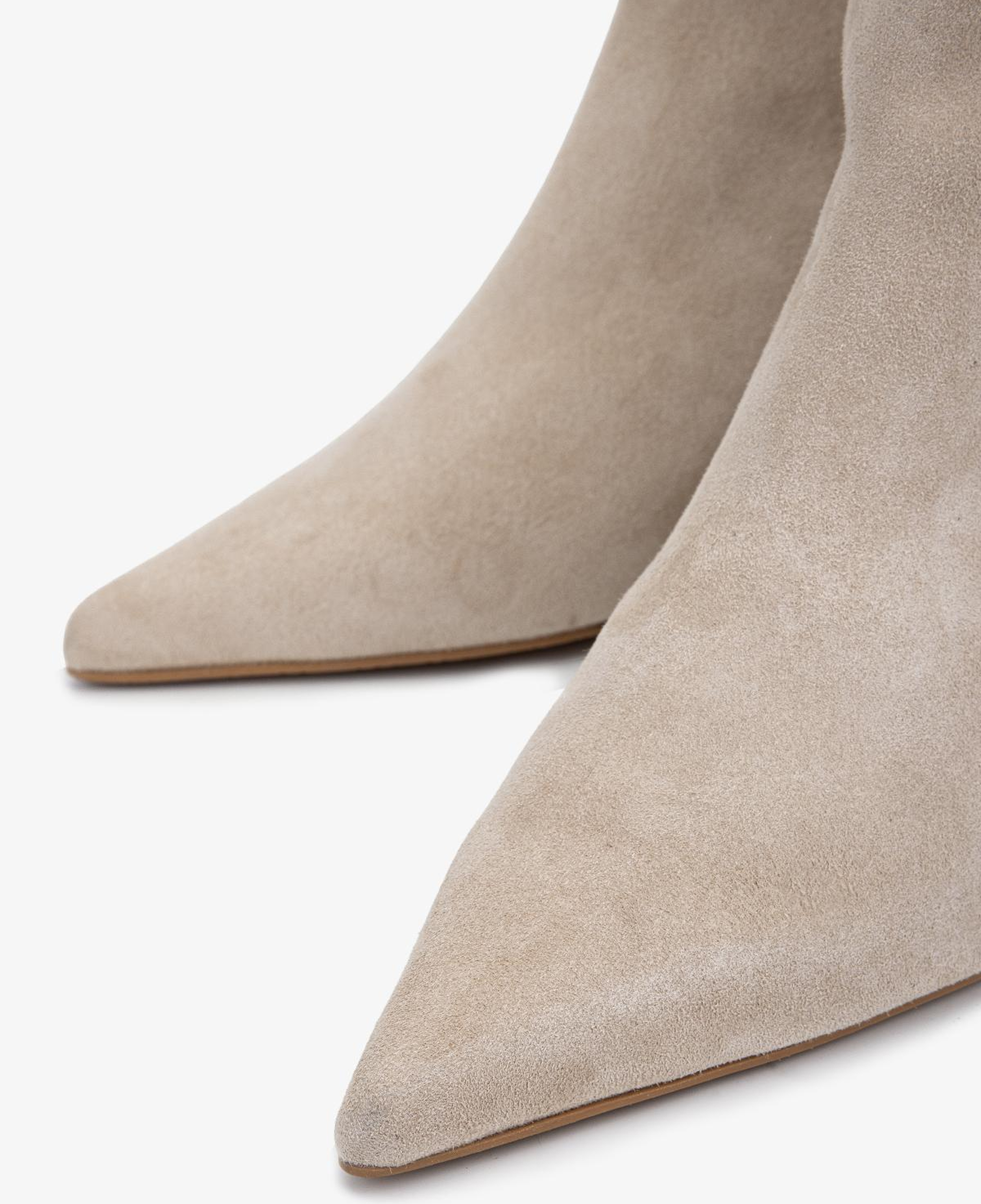 Valmenti Kadın Hakiki Deri Bej Süet Topuklu Bot