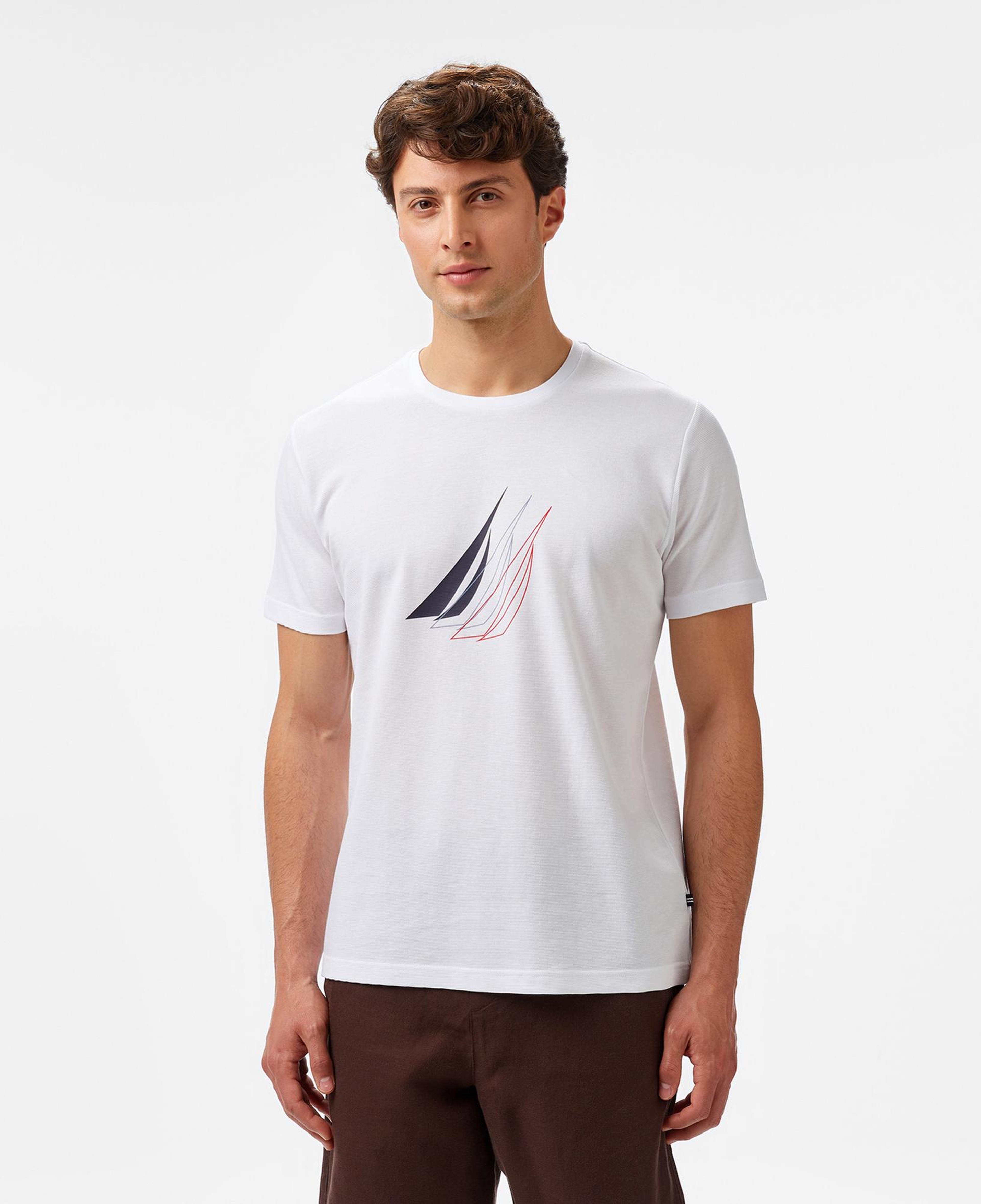 Nautica Erkek Beyaz Regular Fit Baskılı T-Shirt