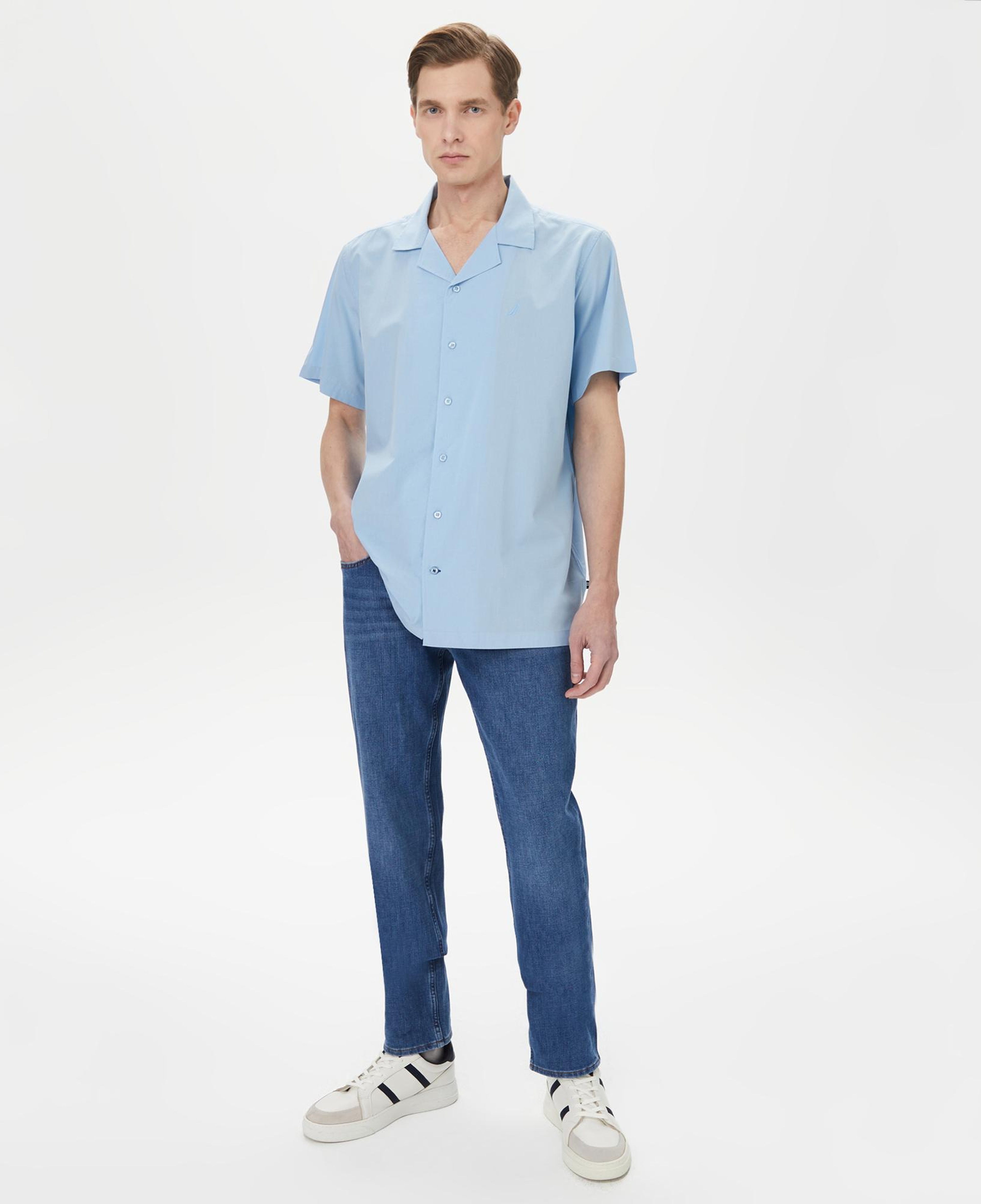 Nautica Erkek Mavi Classic Fit Kısa Kollu Gömlek