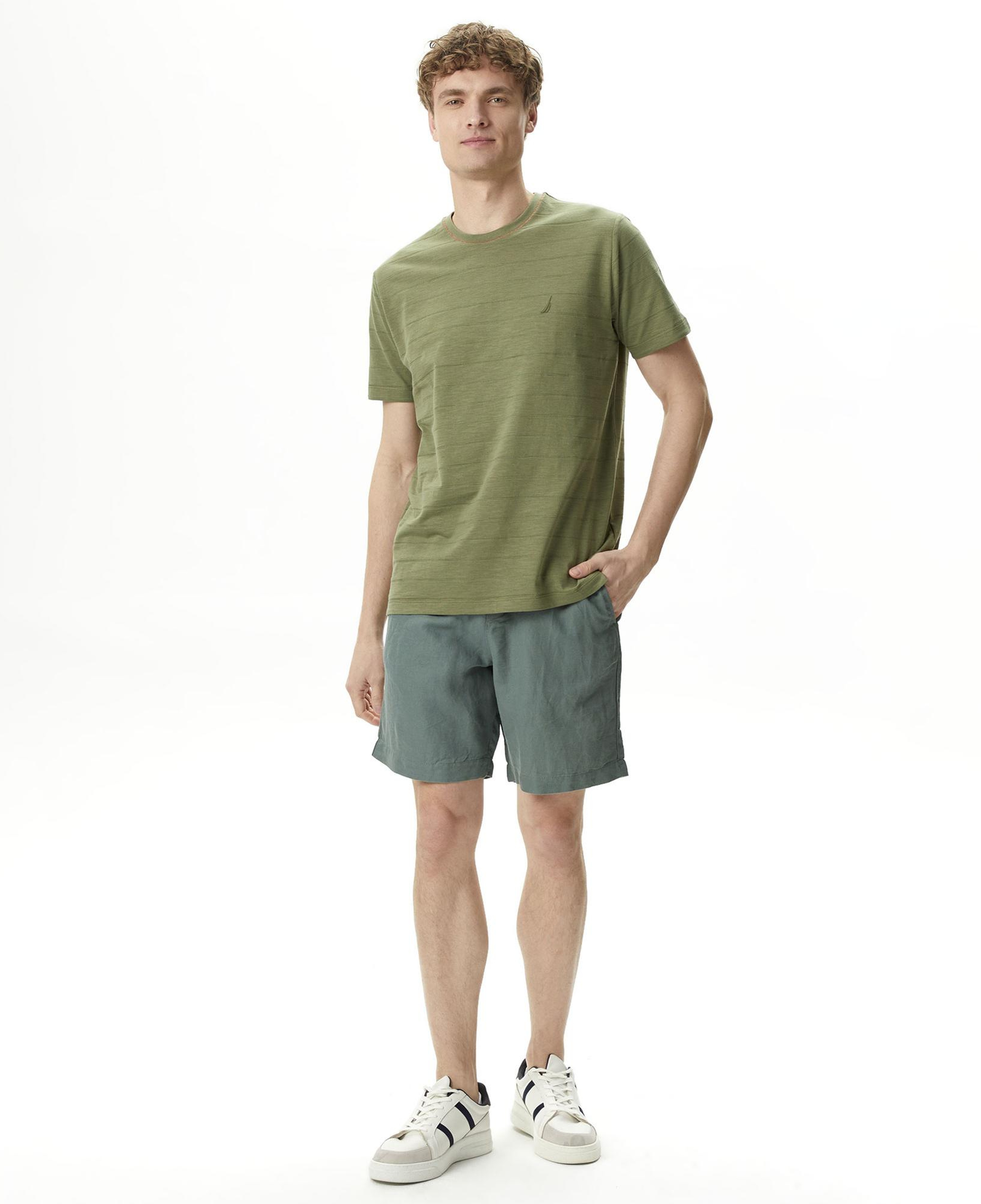 Nautica Erkek Yeşil Classic Fit Keten Bermuda