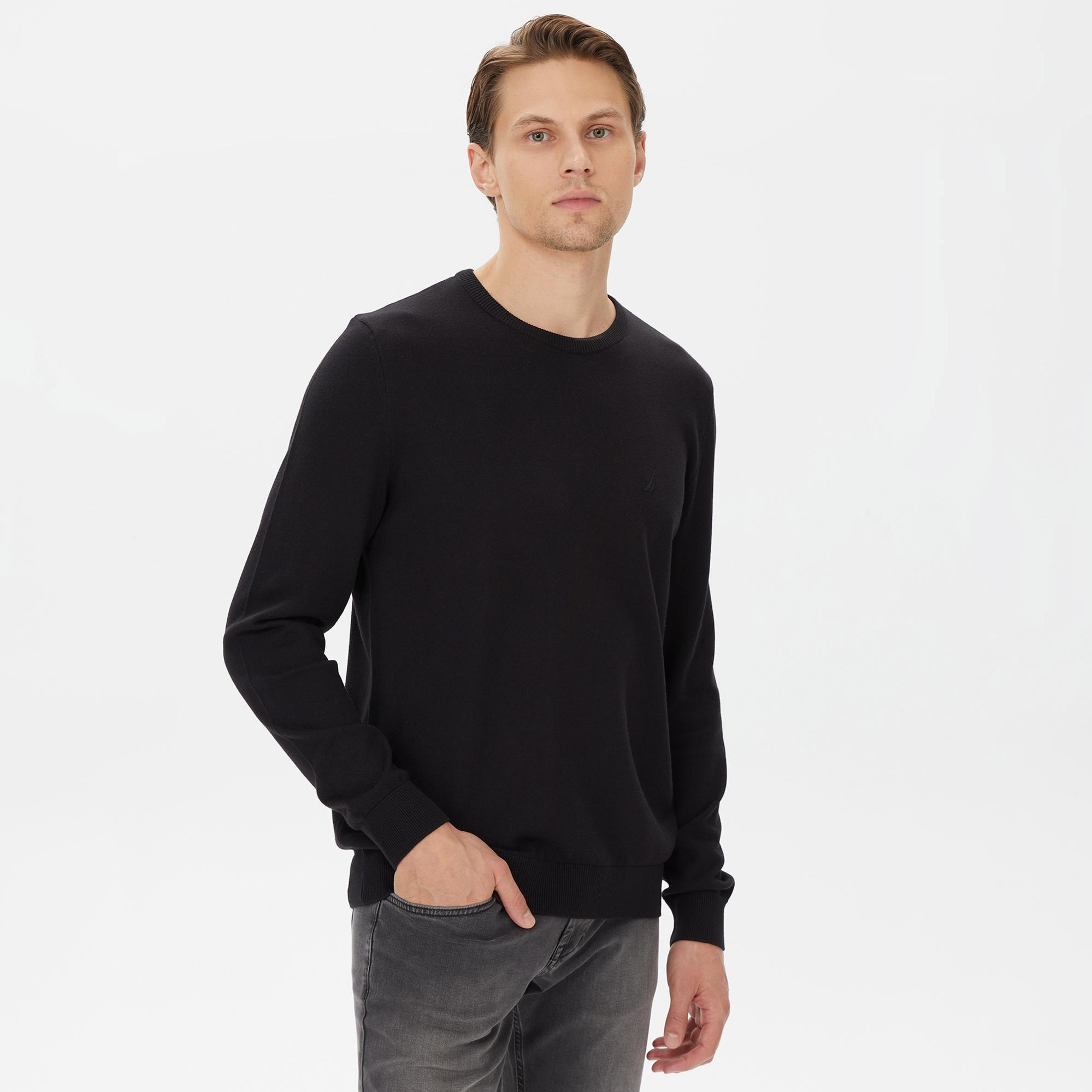 Nautica Erkek Siyah Standart Fit Kazak