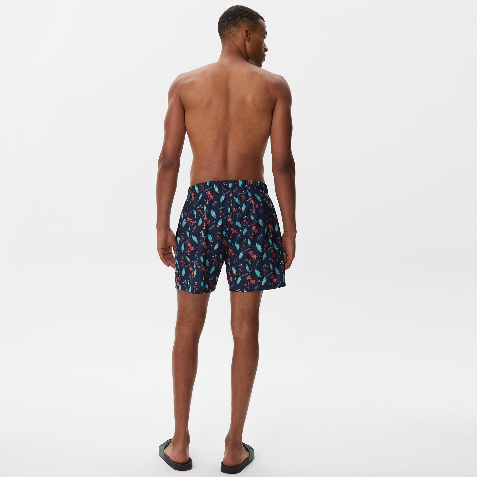 Nautica Erkek Lacivert Baskılı Deniz Şortu