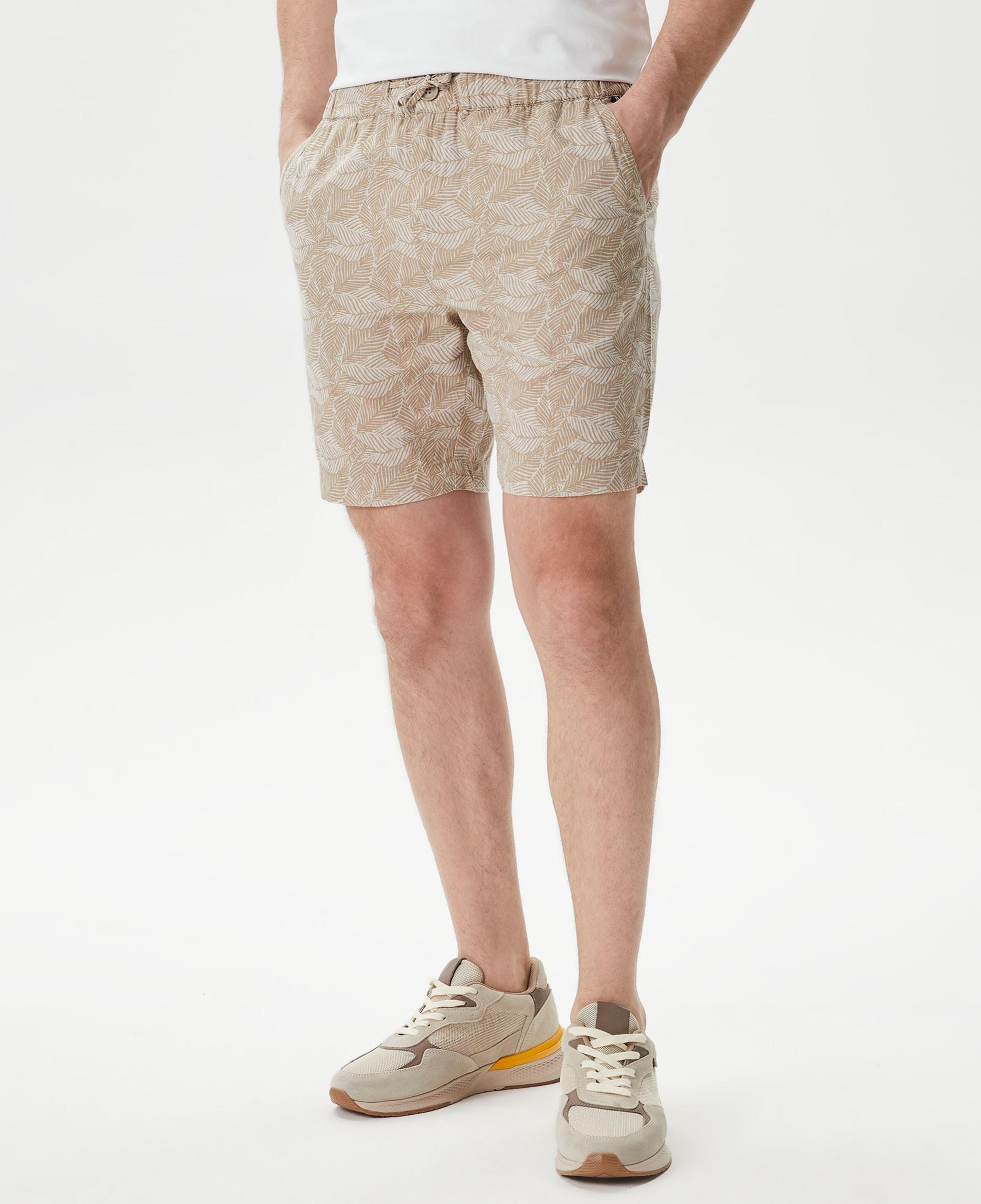 Nautica Erkek Bej Keten Bermuda