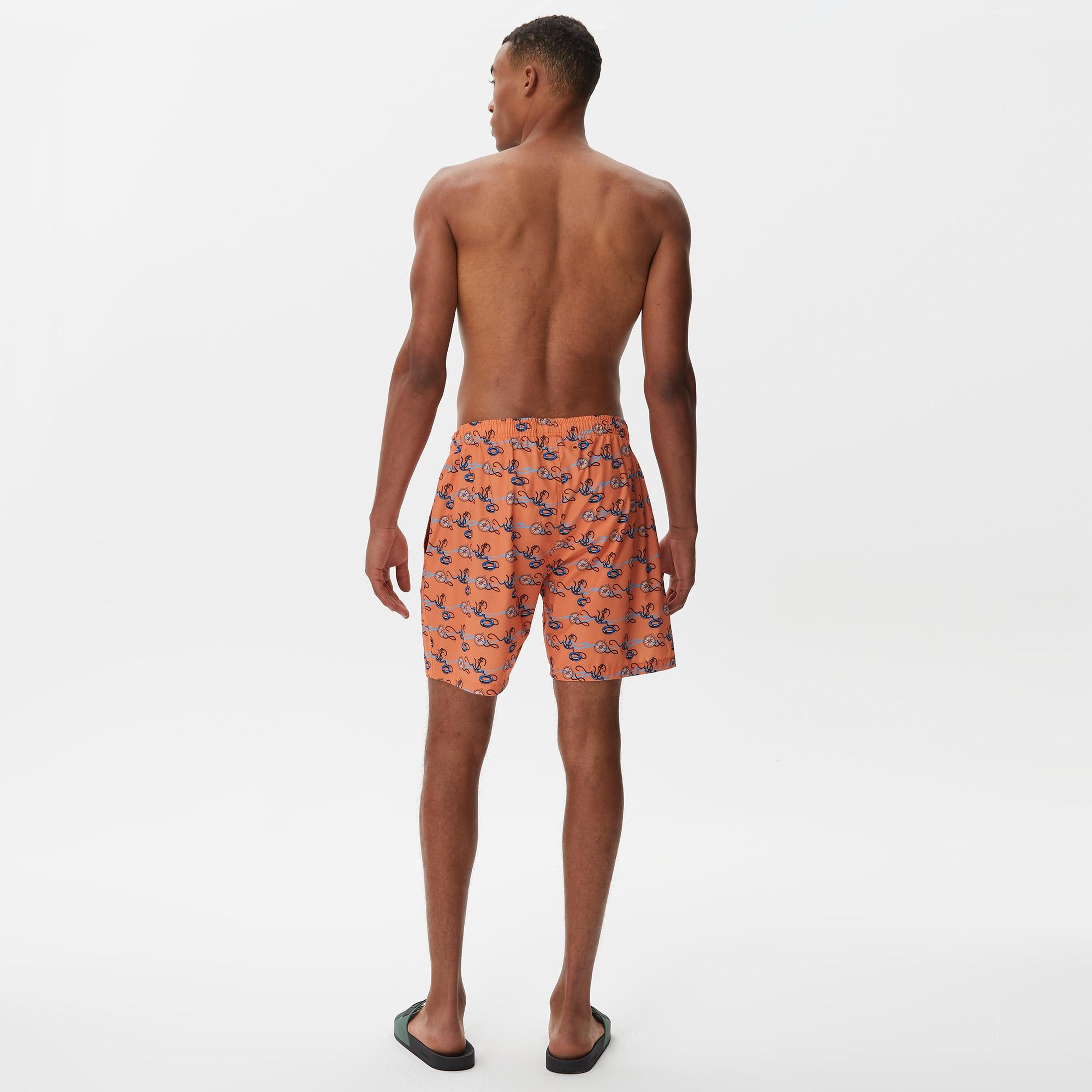 Nautica Erkek Turuncu Baskılı Deniz Şortu