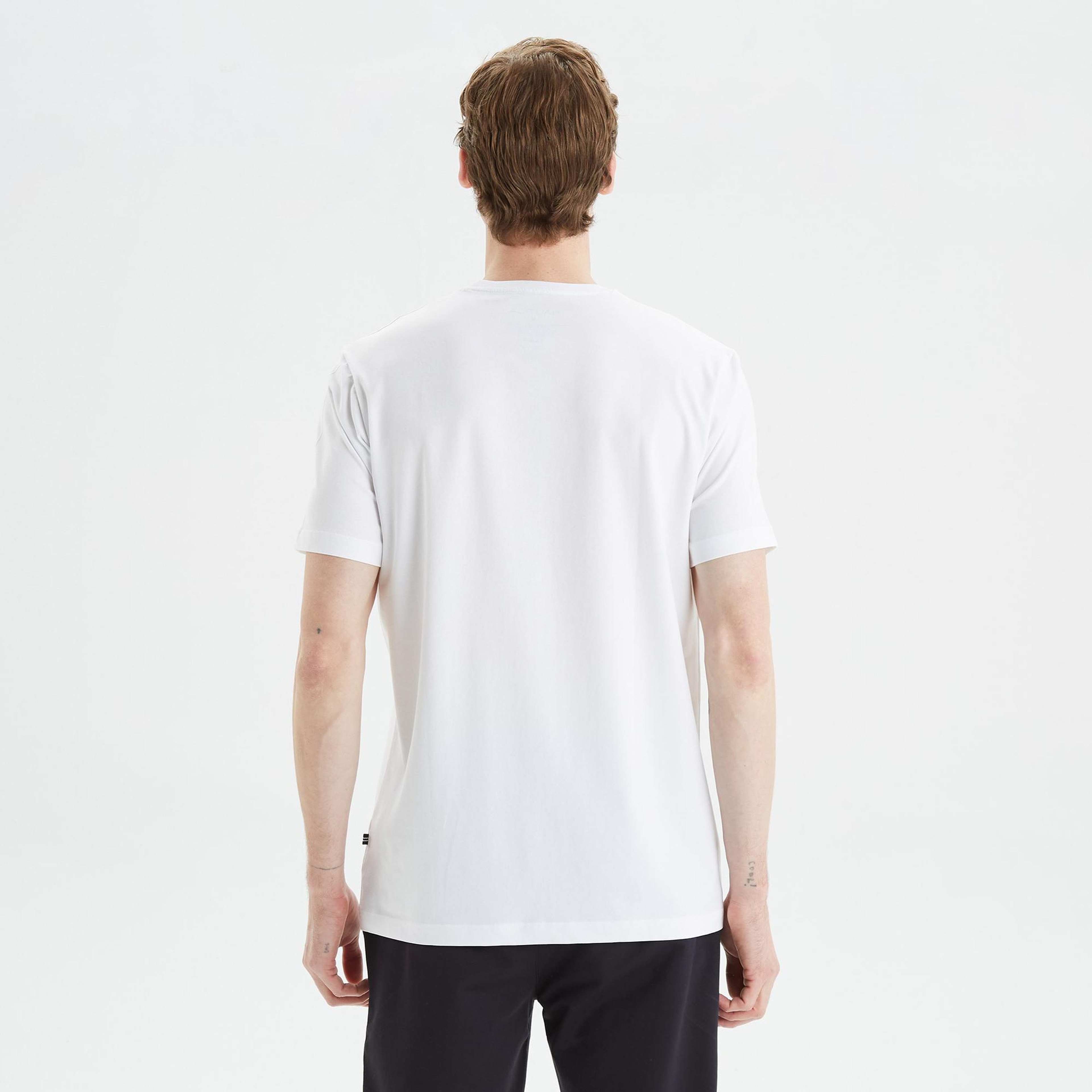 Nautica Erkek Beyaz Standart Fit Çizgili T-Shirt