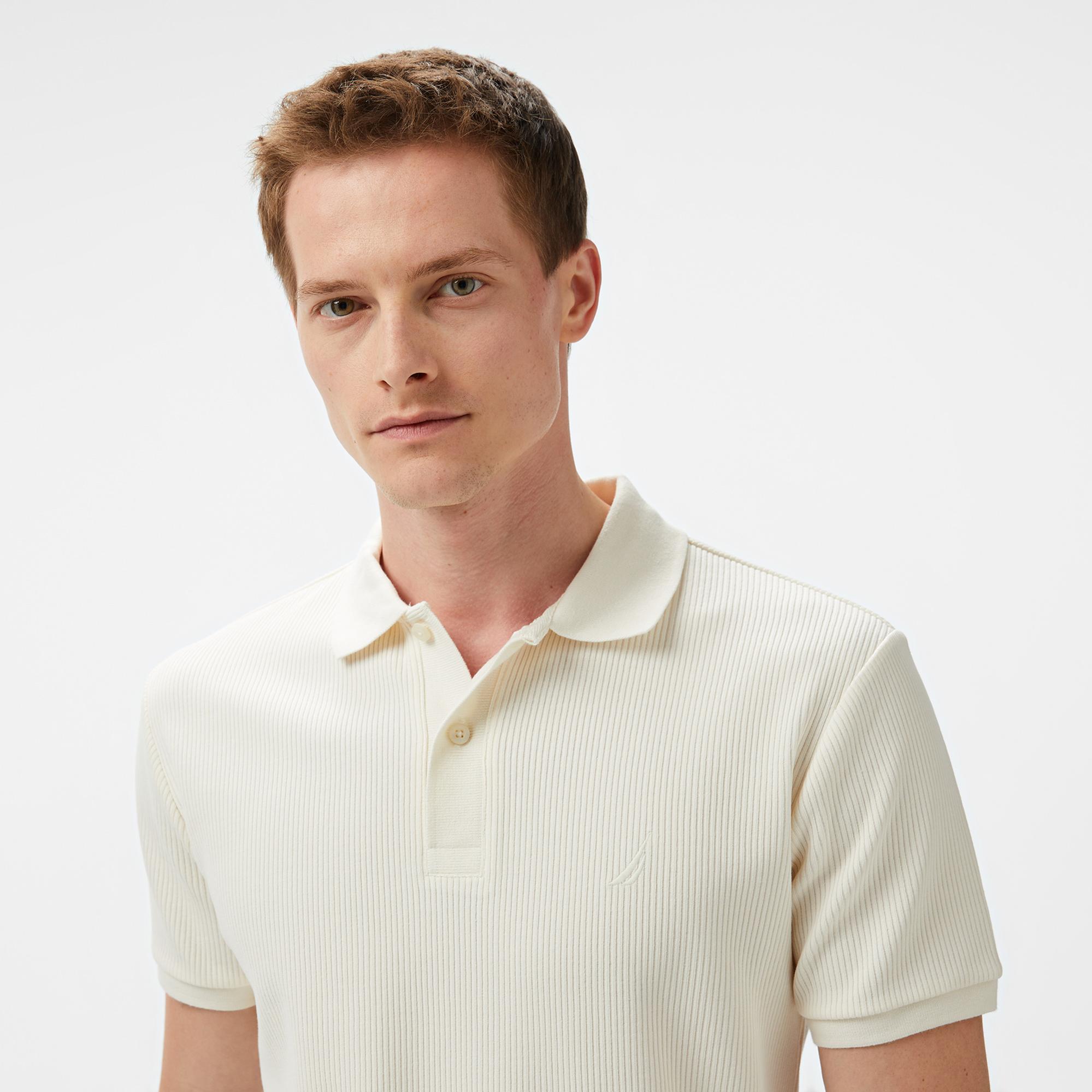 Nautica Erkek Krem Rengi Slim Fit Polo Yaka T-Shirt