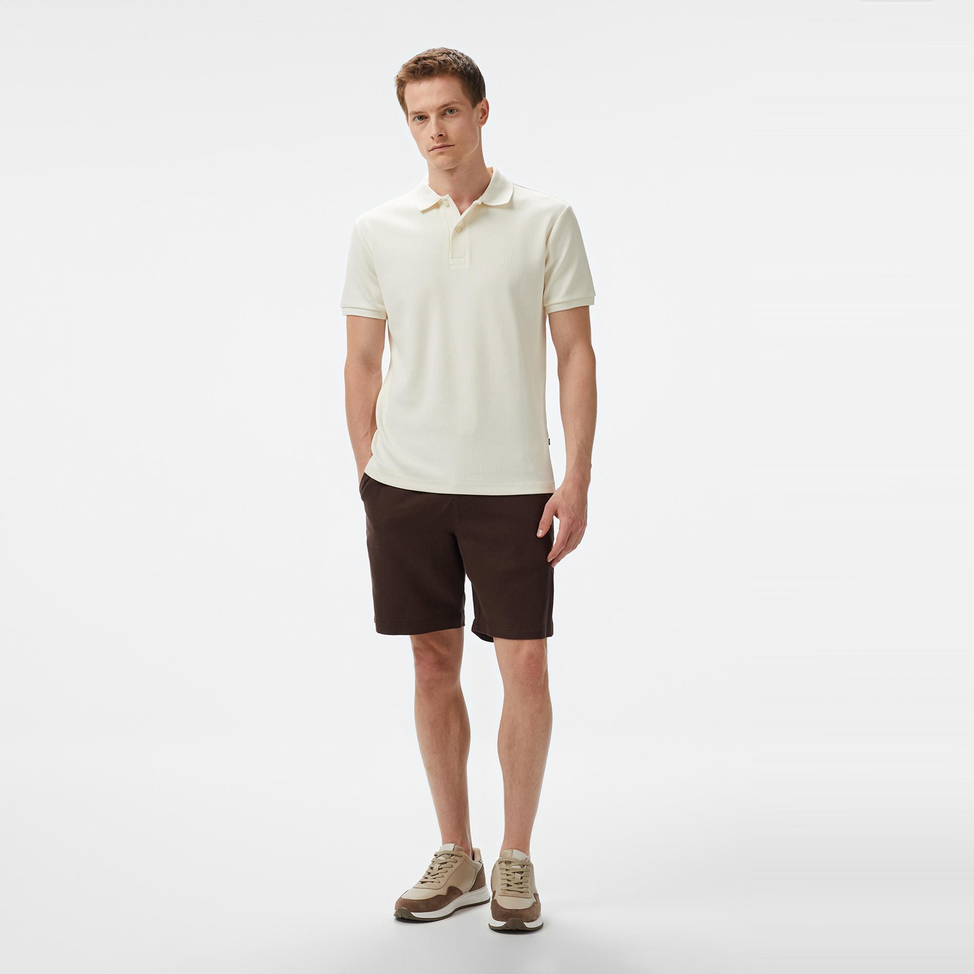 Nautica Erkek Krem Rengi Slim Fit Polo Yaka T-Shirt
