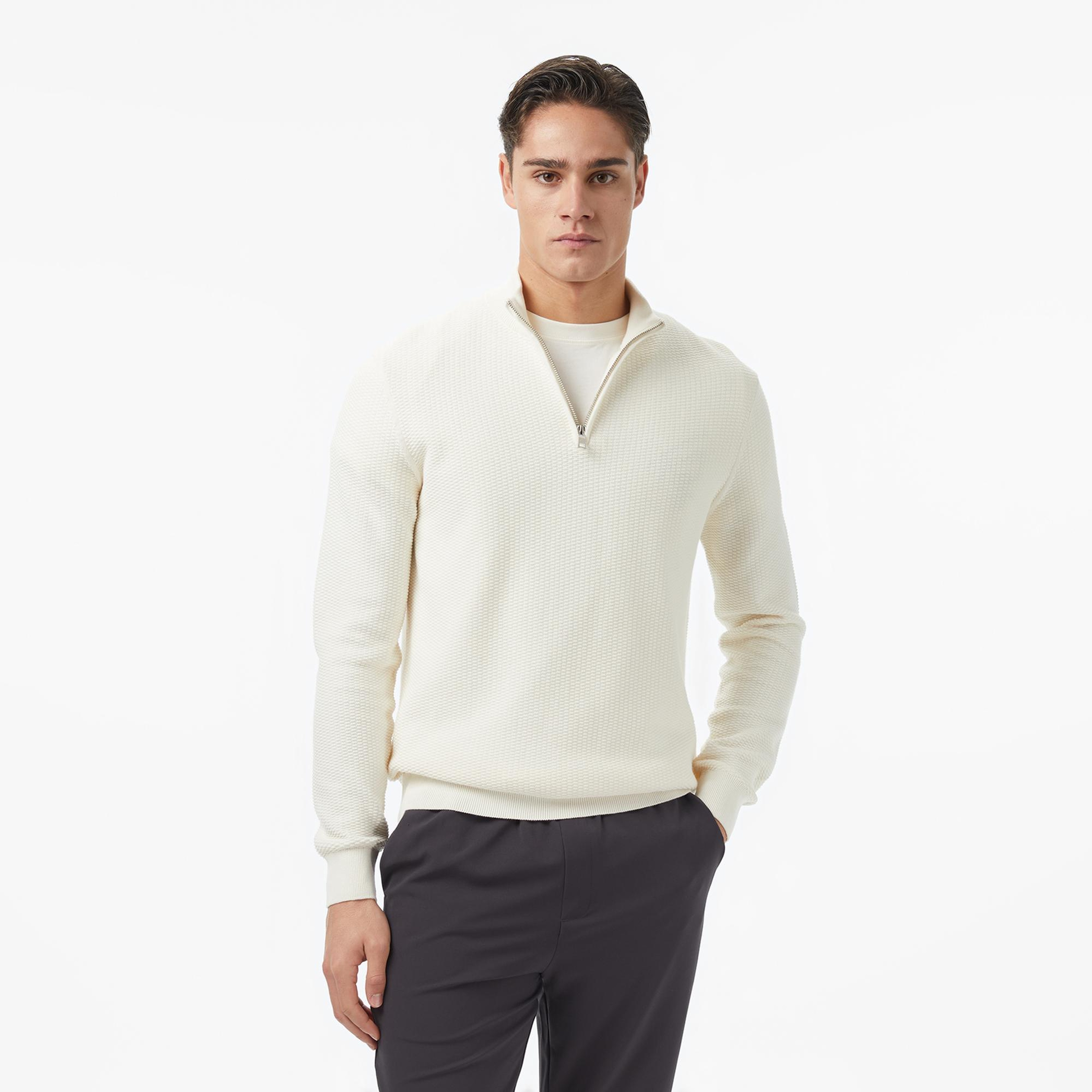 Nautica Erkek Krem Rengi Classic Fit Kazak