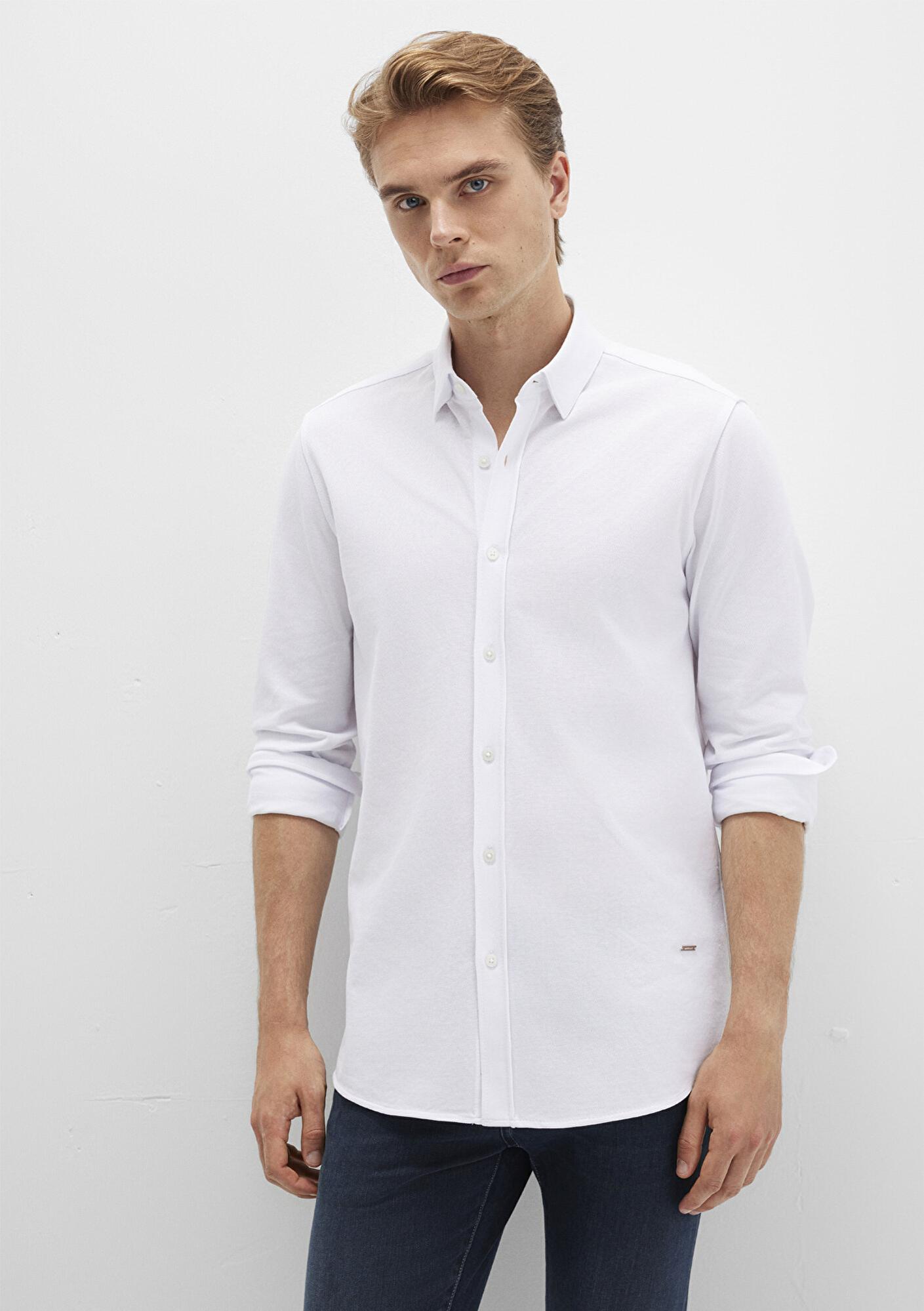 Mavi Mavi Black Beyaz Örme Gömlek Slim Fit / Dar Kesim 0211660-620