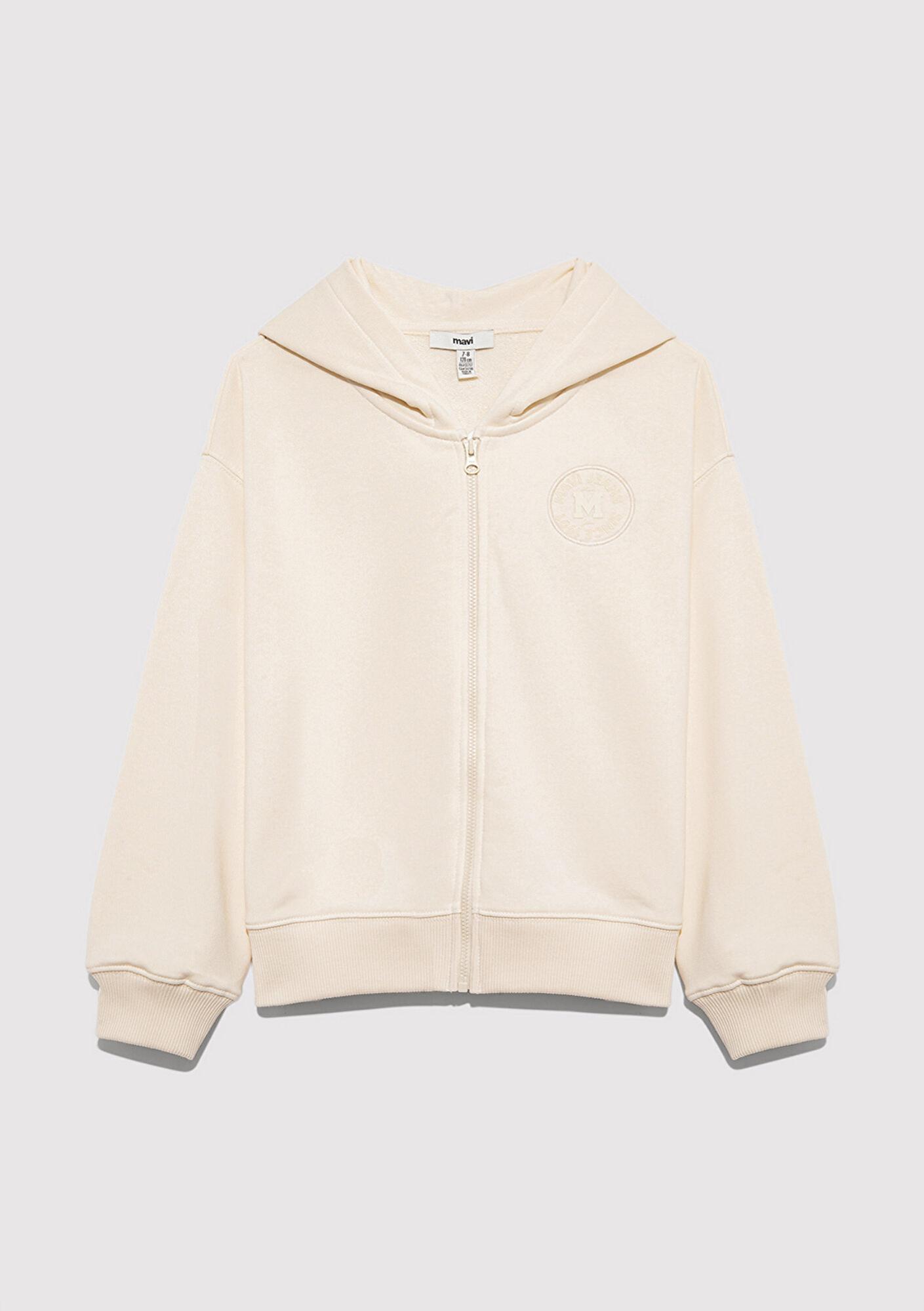 Mavi Mavi Patch Logo Fermuarlı Bej Sweatshirt 7S10144-70072