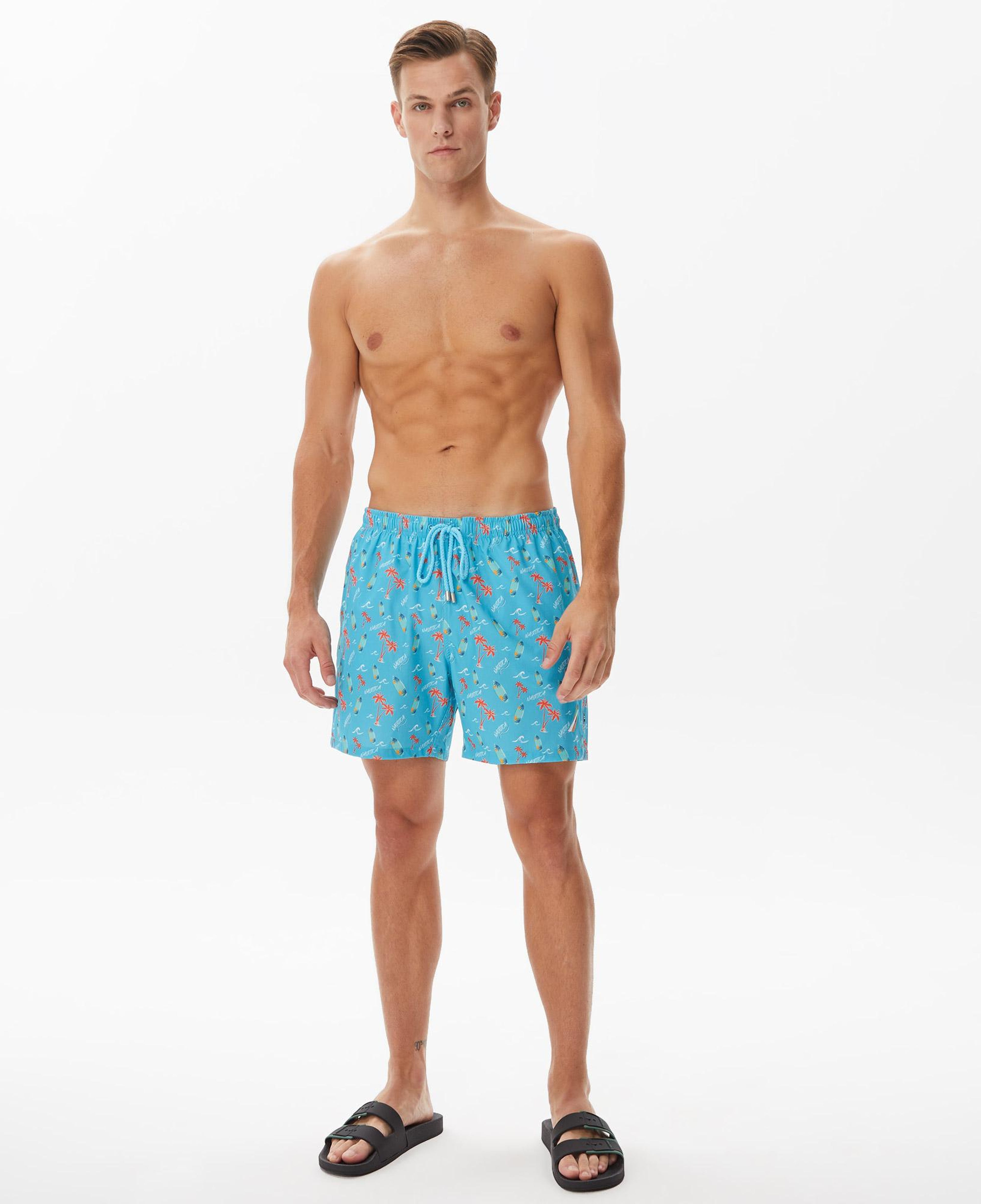 Nautica Erkek Mavi Baskılı Deniz Şortu