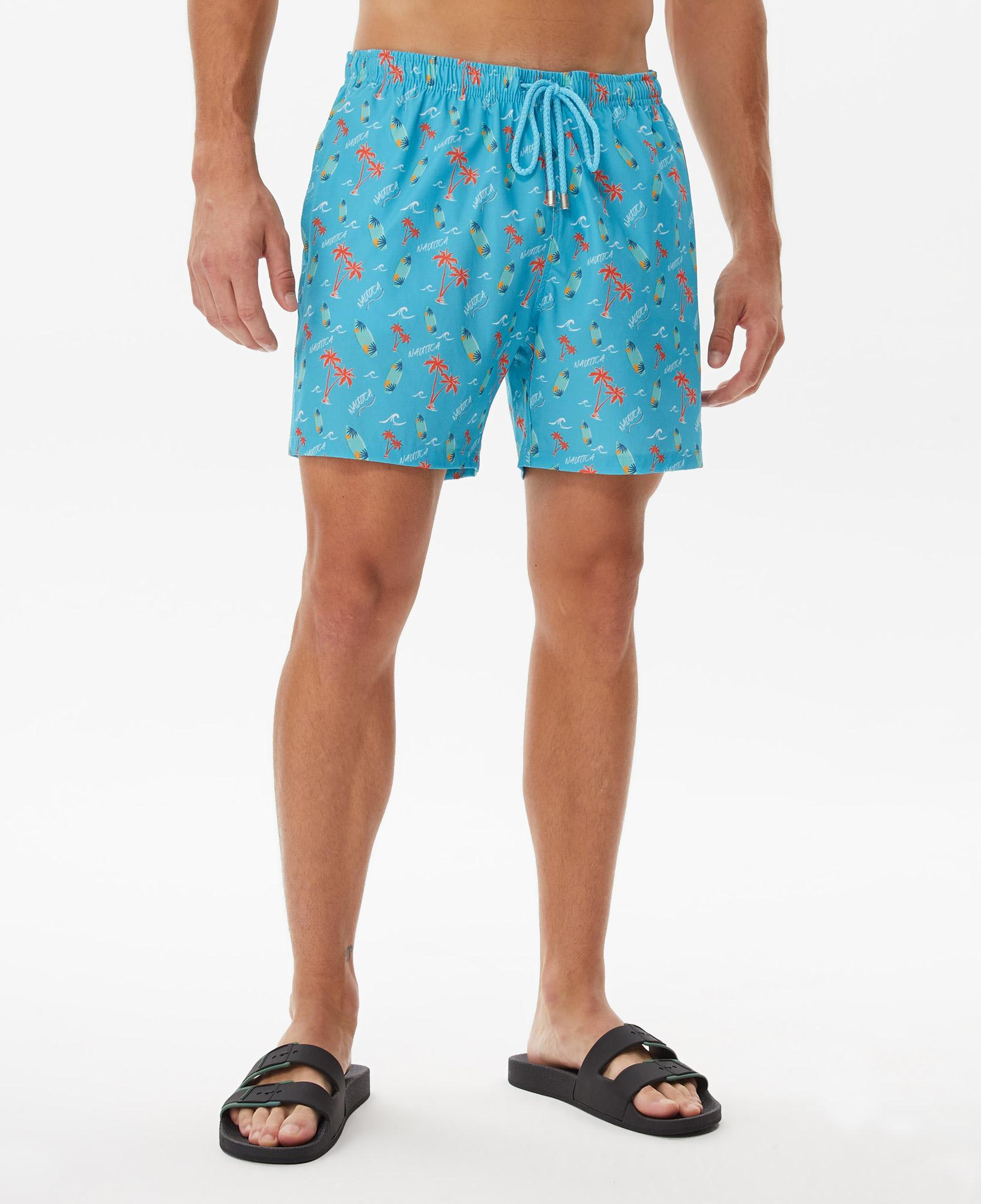 Nautica Erkek Mavi Baskılı Deniz Şortu