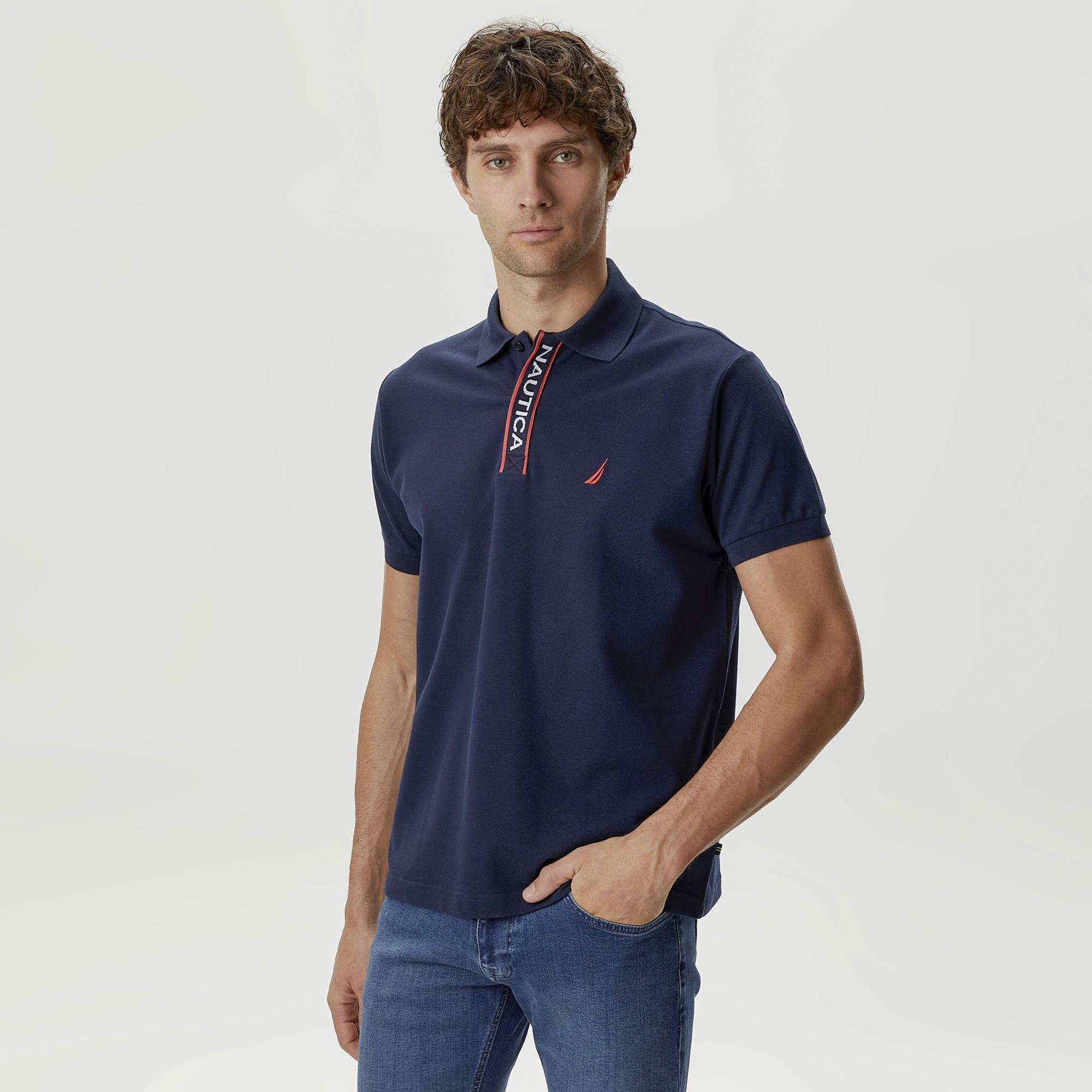 Nautica Erkek Lacivert Classic Fit Kısa Kollu Polo Yaka T-Shirt