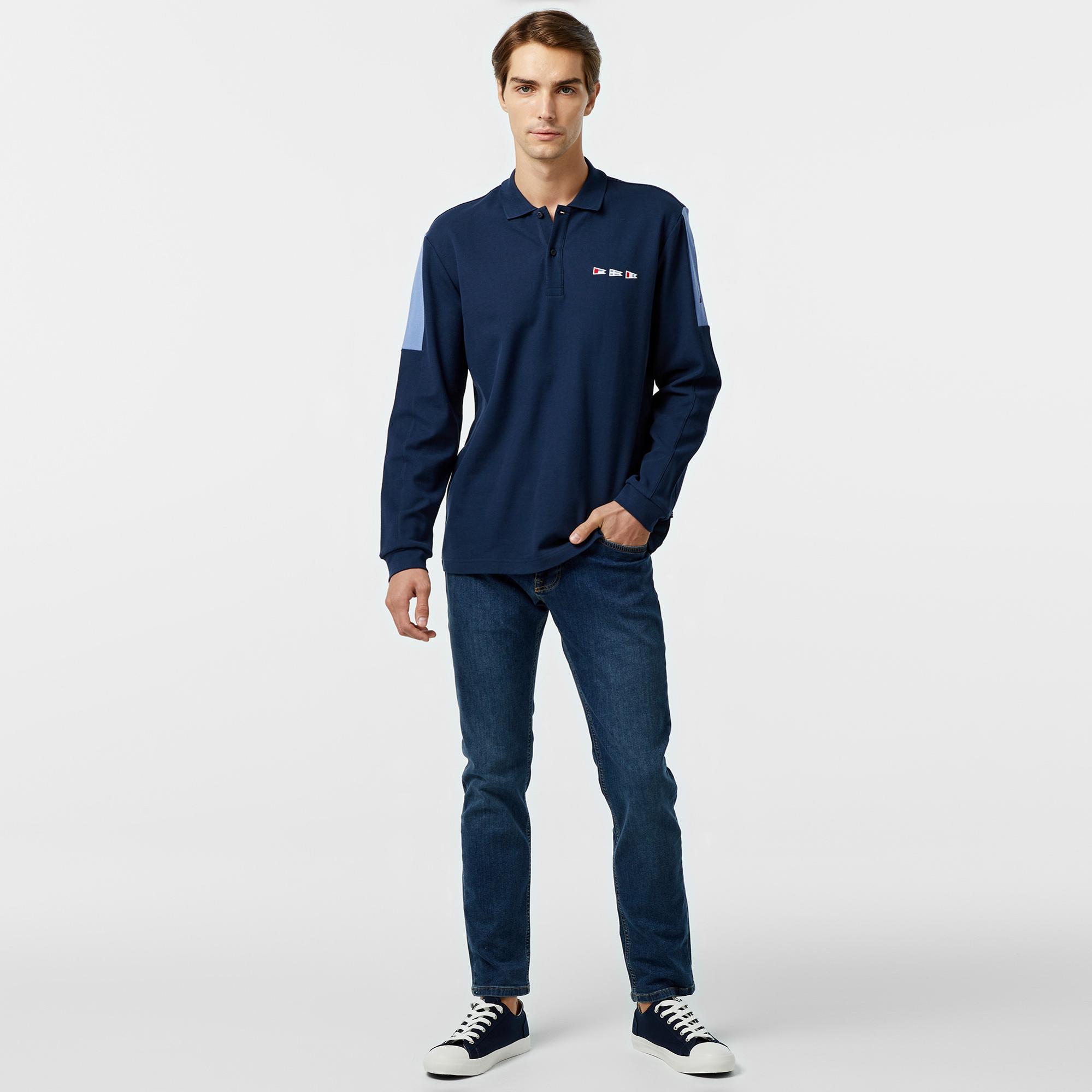 Nautica Erkek Lacivert Uzun Kollu Polo Yaka T-Shirt