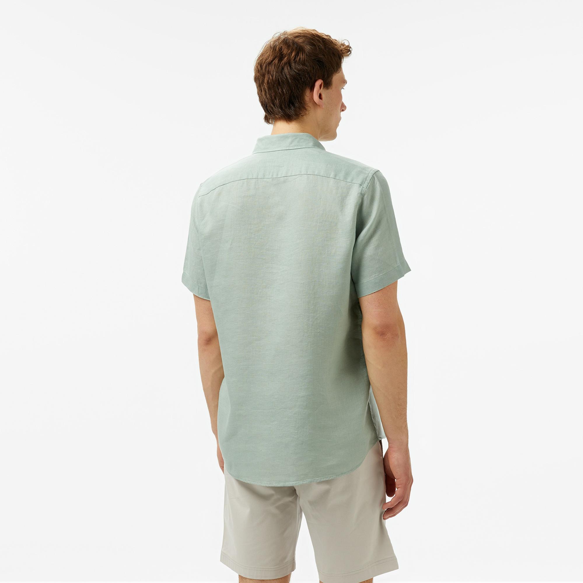 Nautica Erkek Haki Classic Fit Keten Gömlek