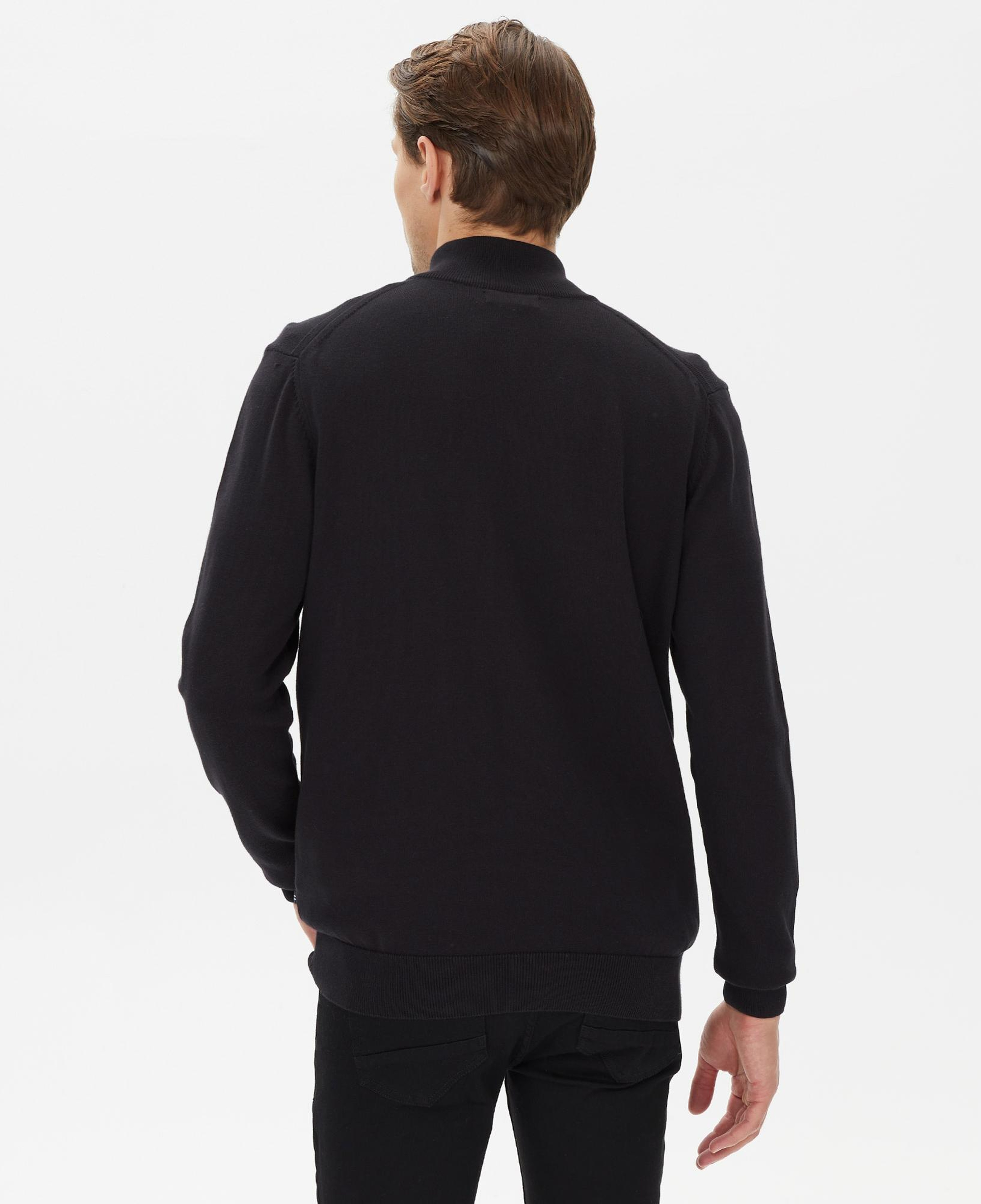 Nautica Erkek Siyah Standart Fit Dik Yakalı Kazak