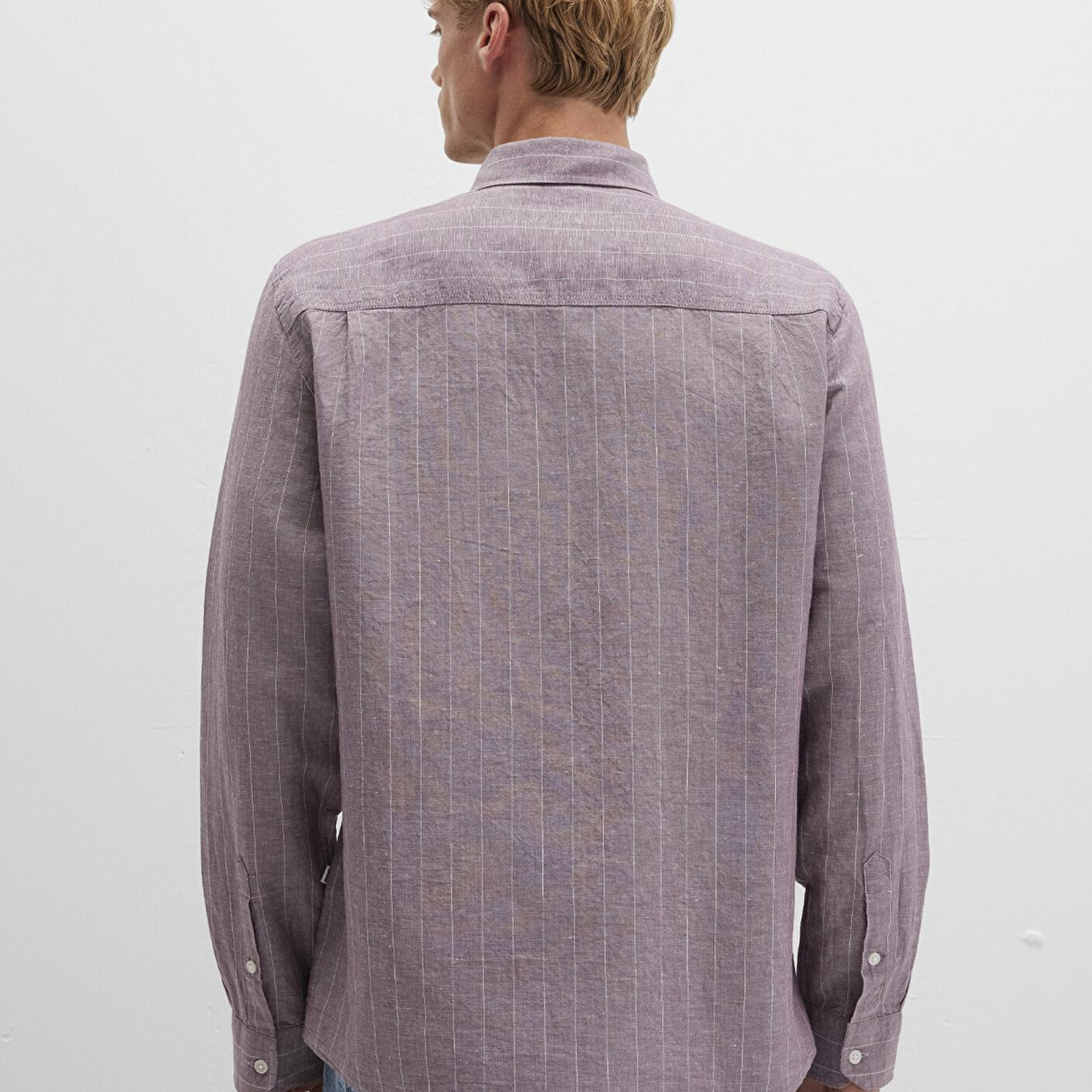 Mavi Çizgili Mor Gömlek Regular Fit / Normal Kesim 0211704-90926