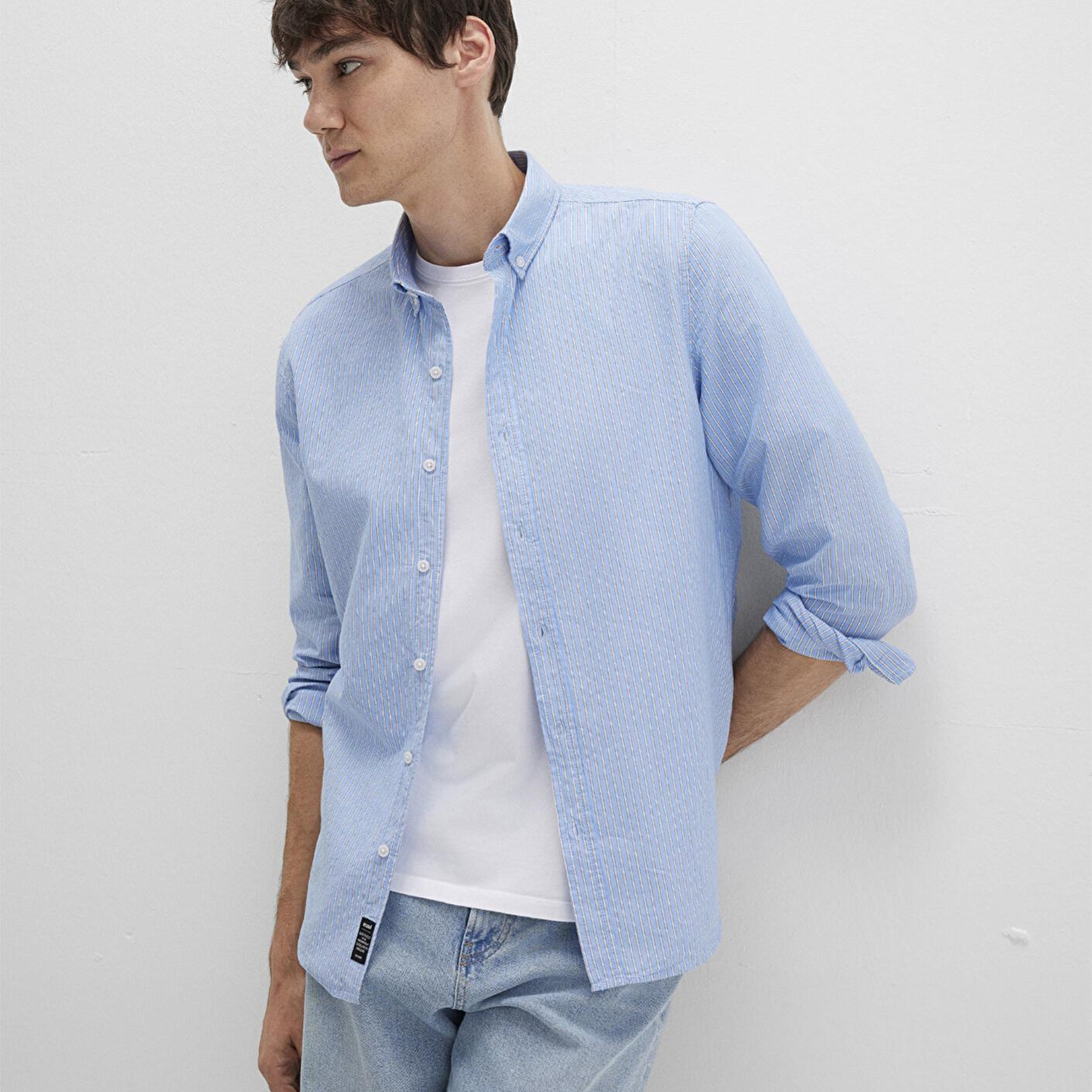 Mavi Çizgili Mavi Gömlek Regular Fit / Normal Kesim 0211710-90934