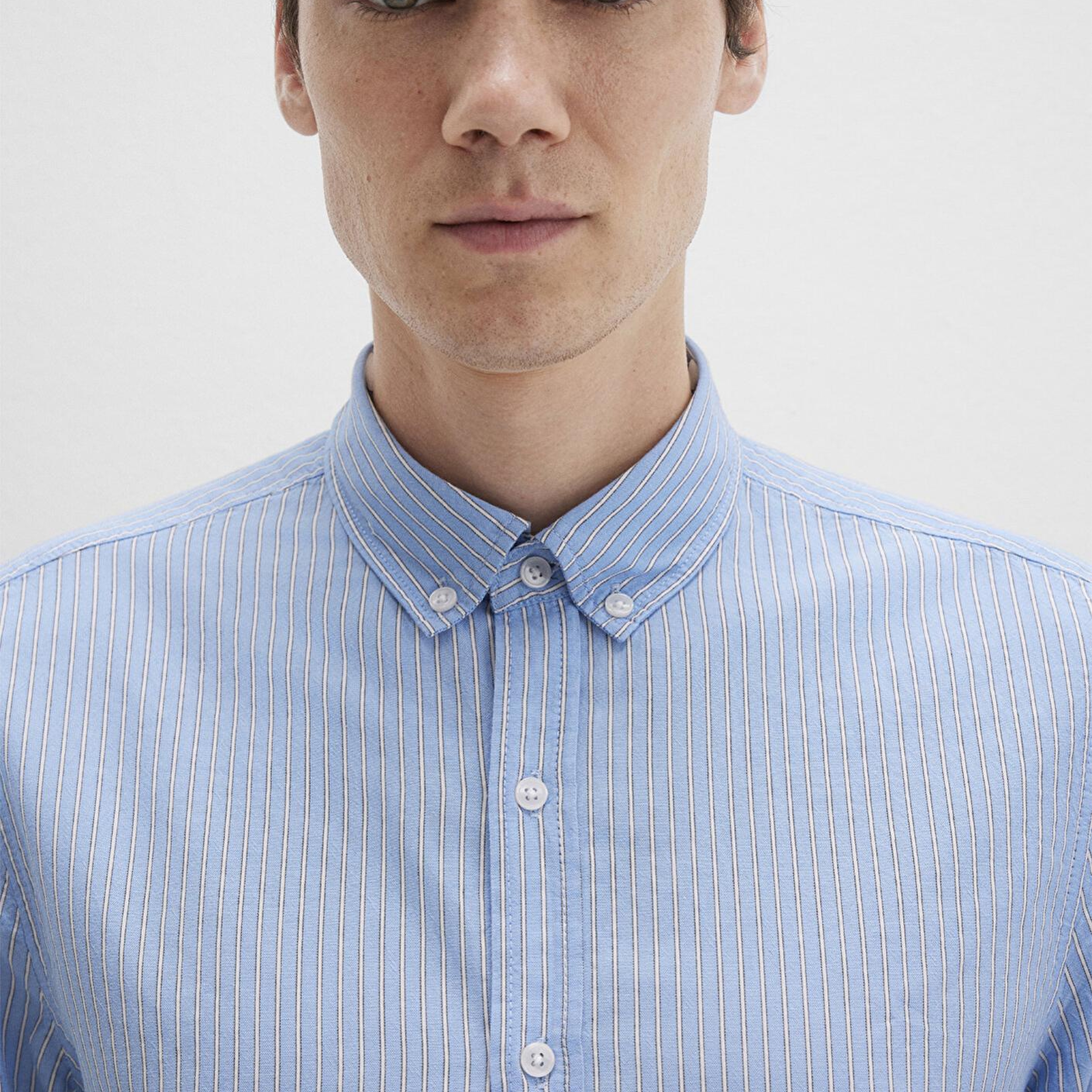 Mavi Çizgili Mavi Gömlek Regular Fit / Normal Kesim 0211710-90934