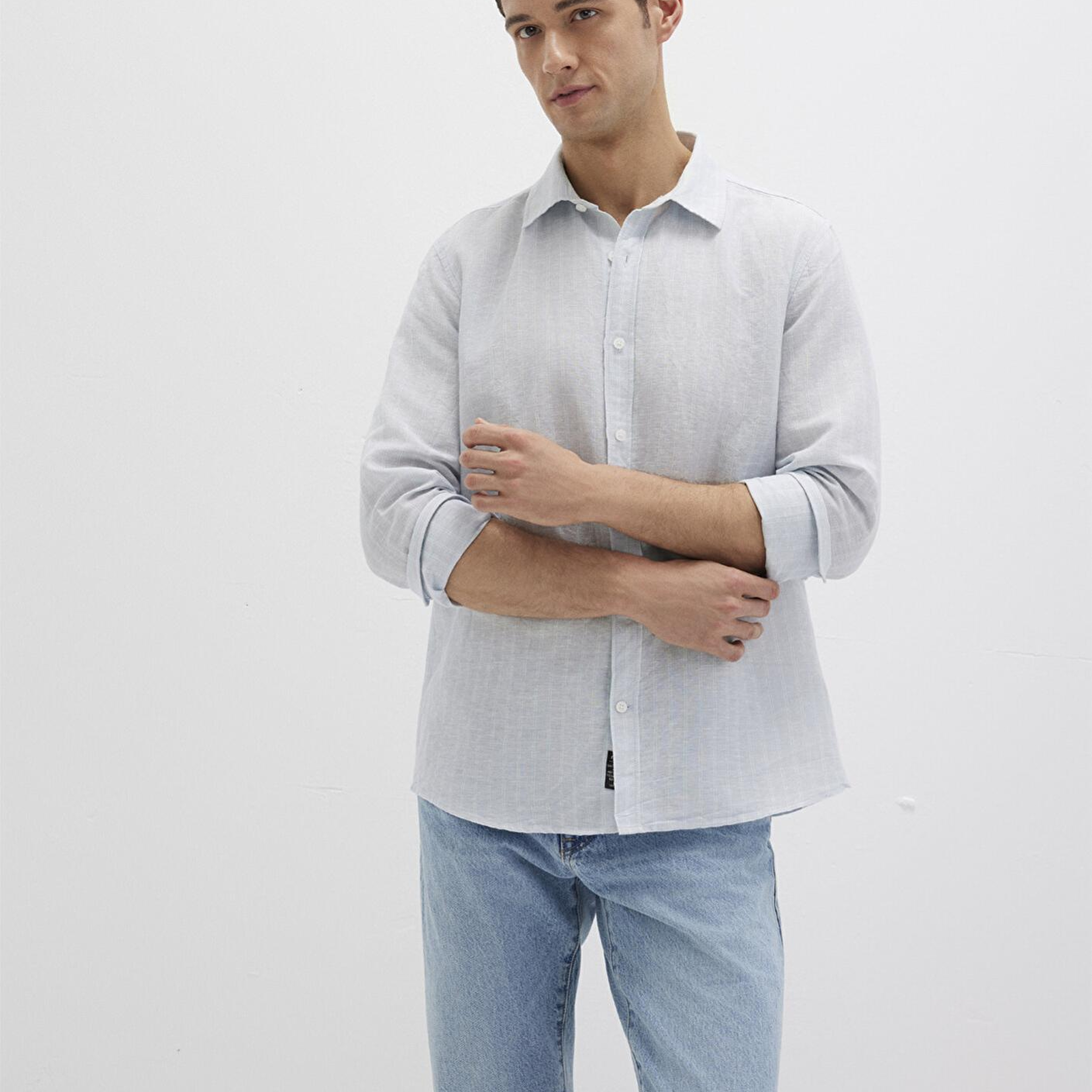 Mavi Çizgili Mavi Gömlek Regular Fit / Normal Kesim 0211699-90919