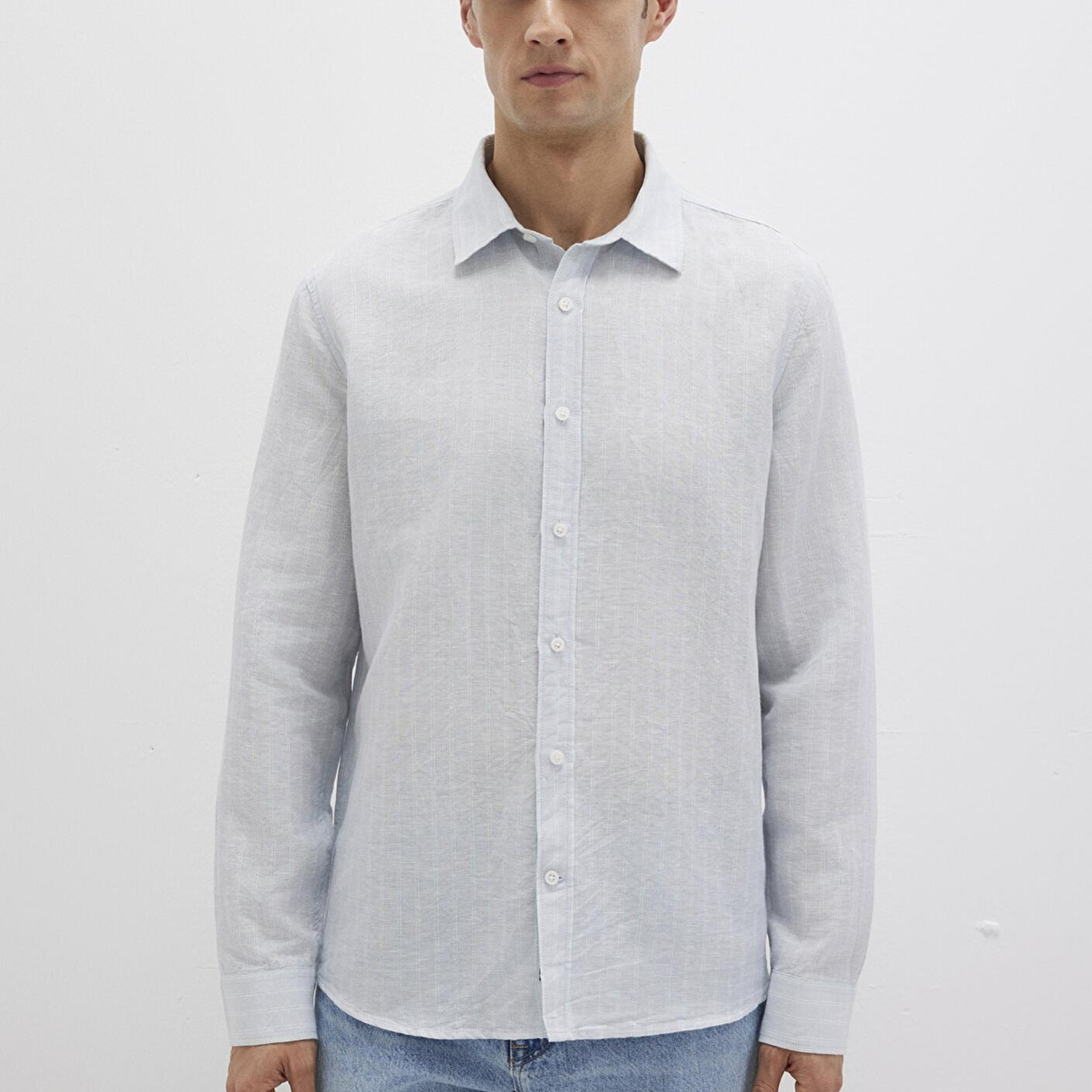 Mavi Çizgili Mavi Gömlek Regular Fit / Normal Kesim 0211699-90919