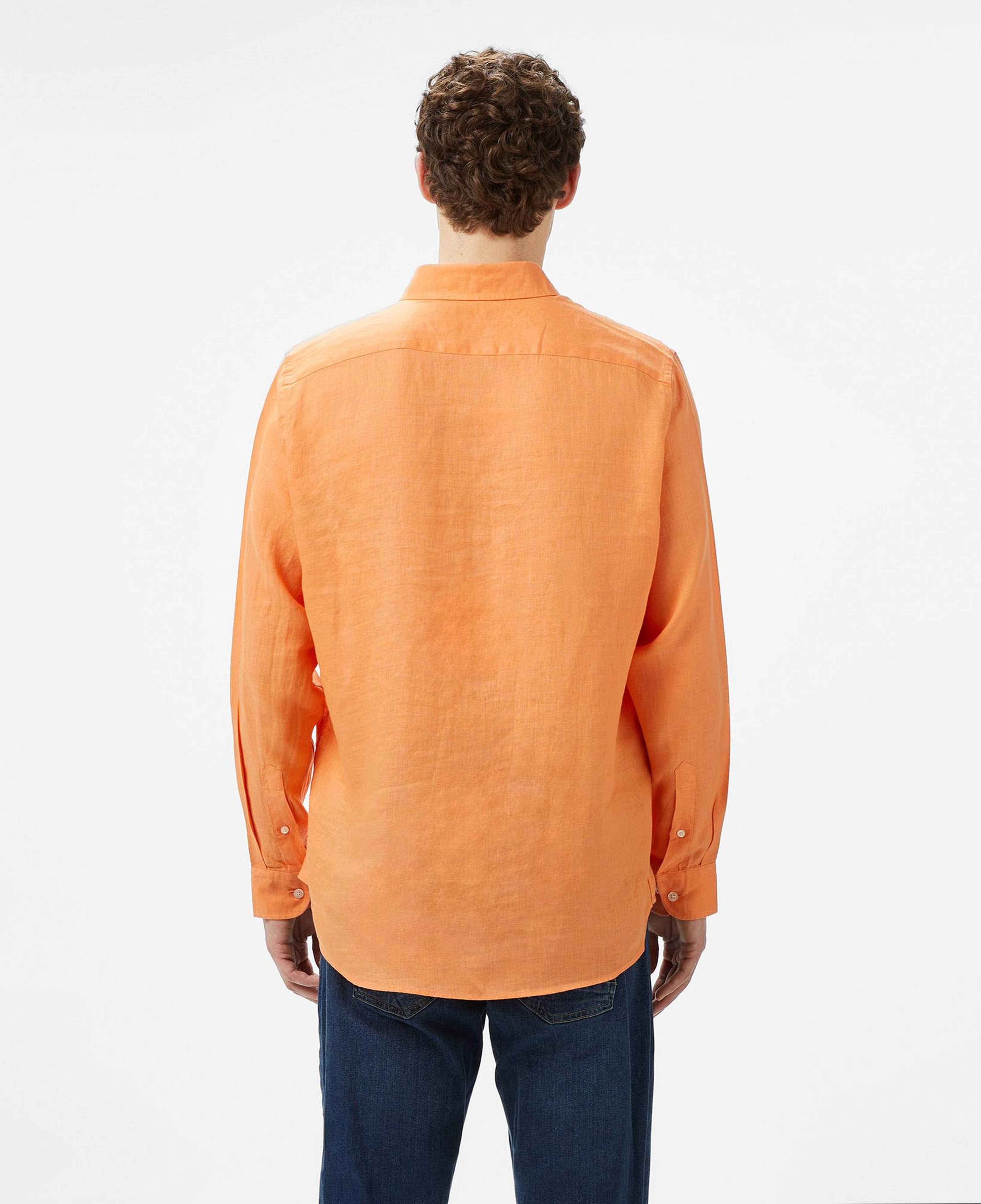 Nautica Erkek Turuncu Classic Fit Uzun Kollu Keten Gömlek