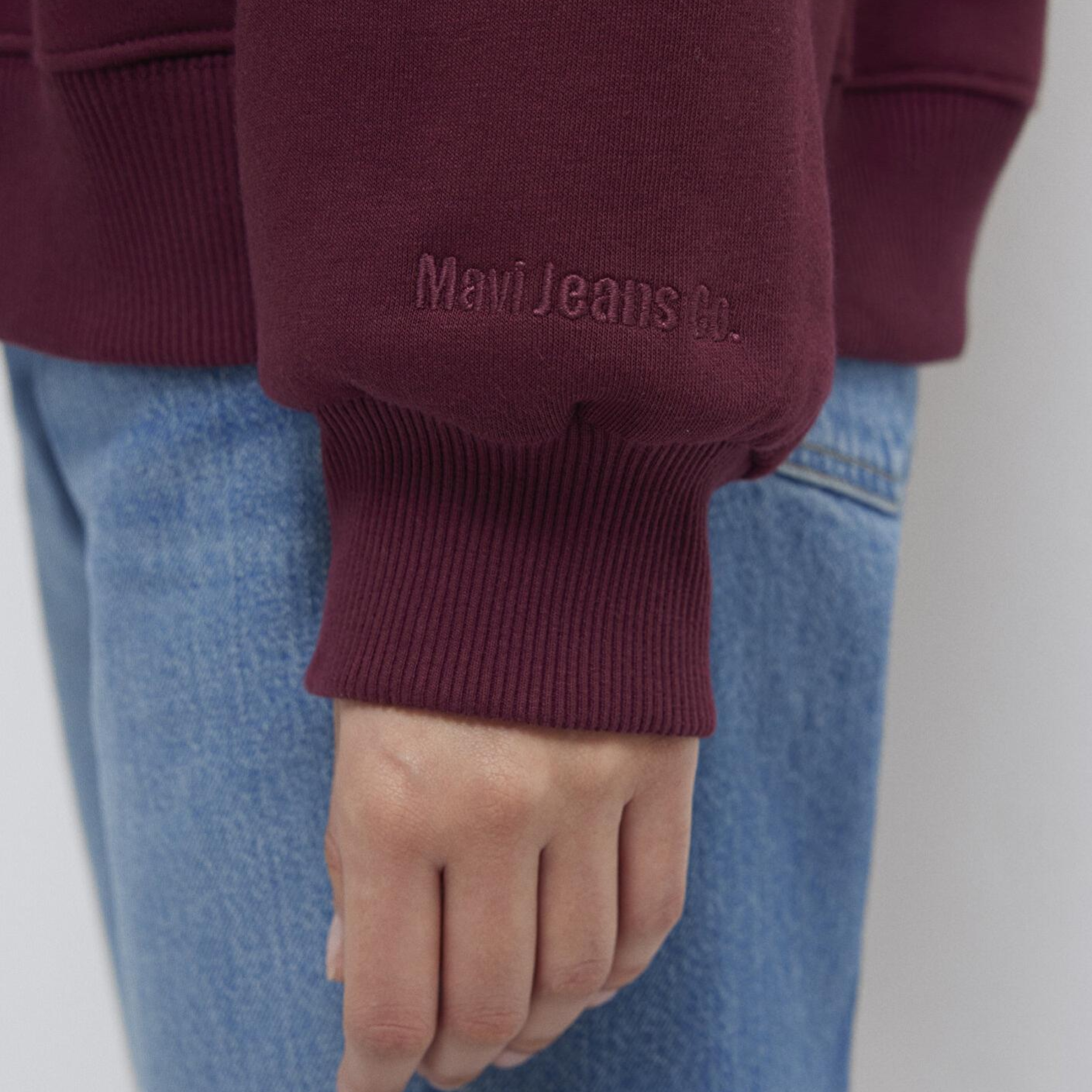 Mavi Bisiklet Yaka Bordo Basic Sweatshirt 1610198-70415