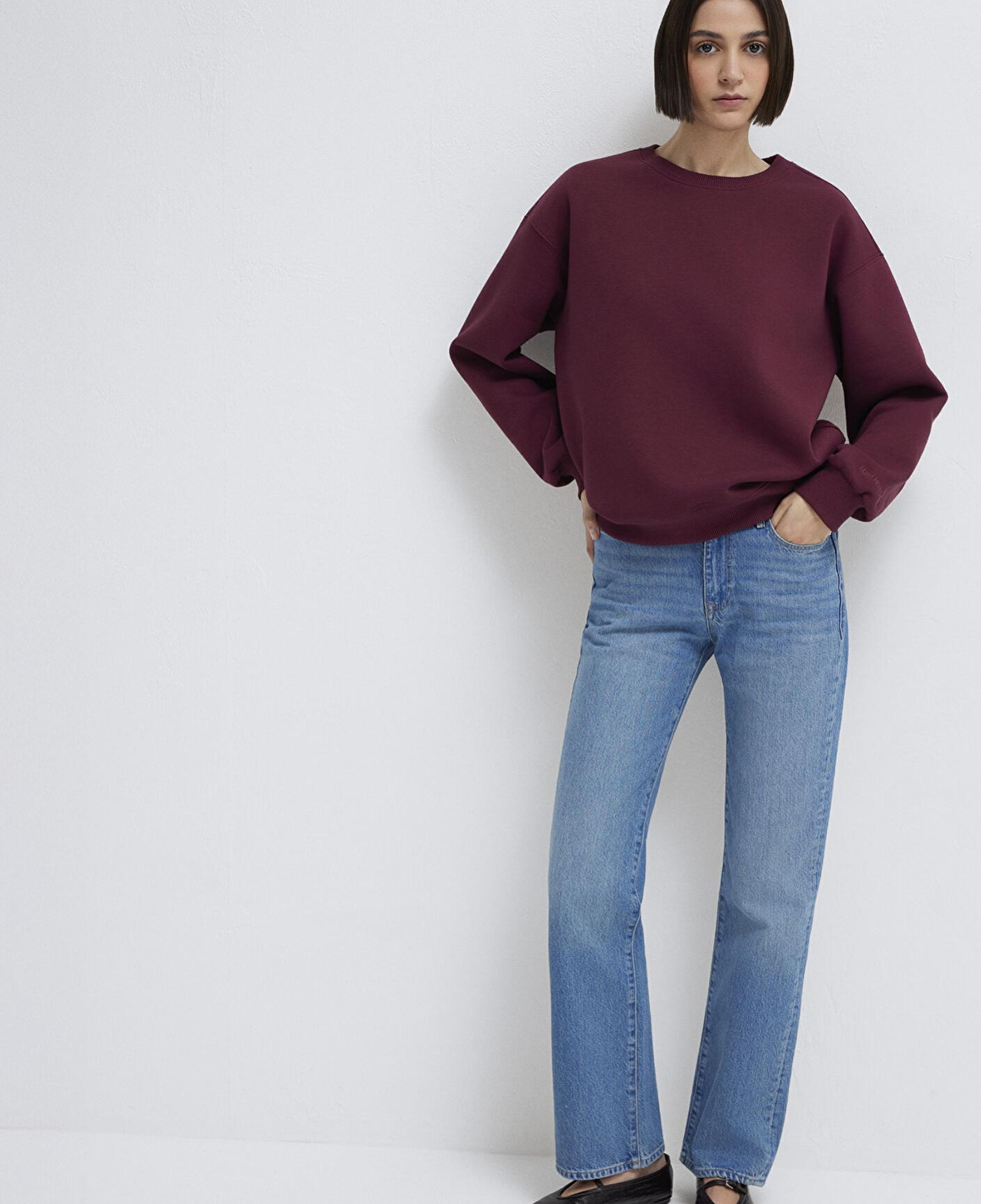 Mavi Bisiklet Yaka Bordo Basic Sweatshirt 1610198-70415