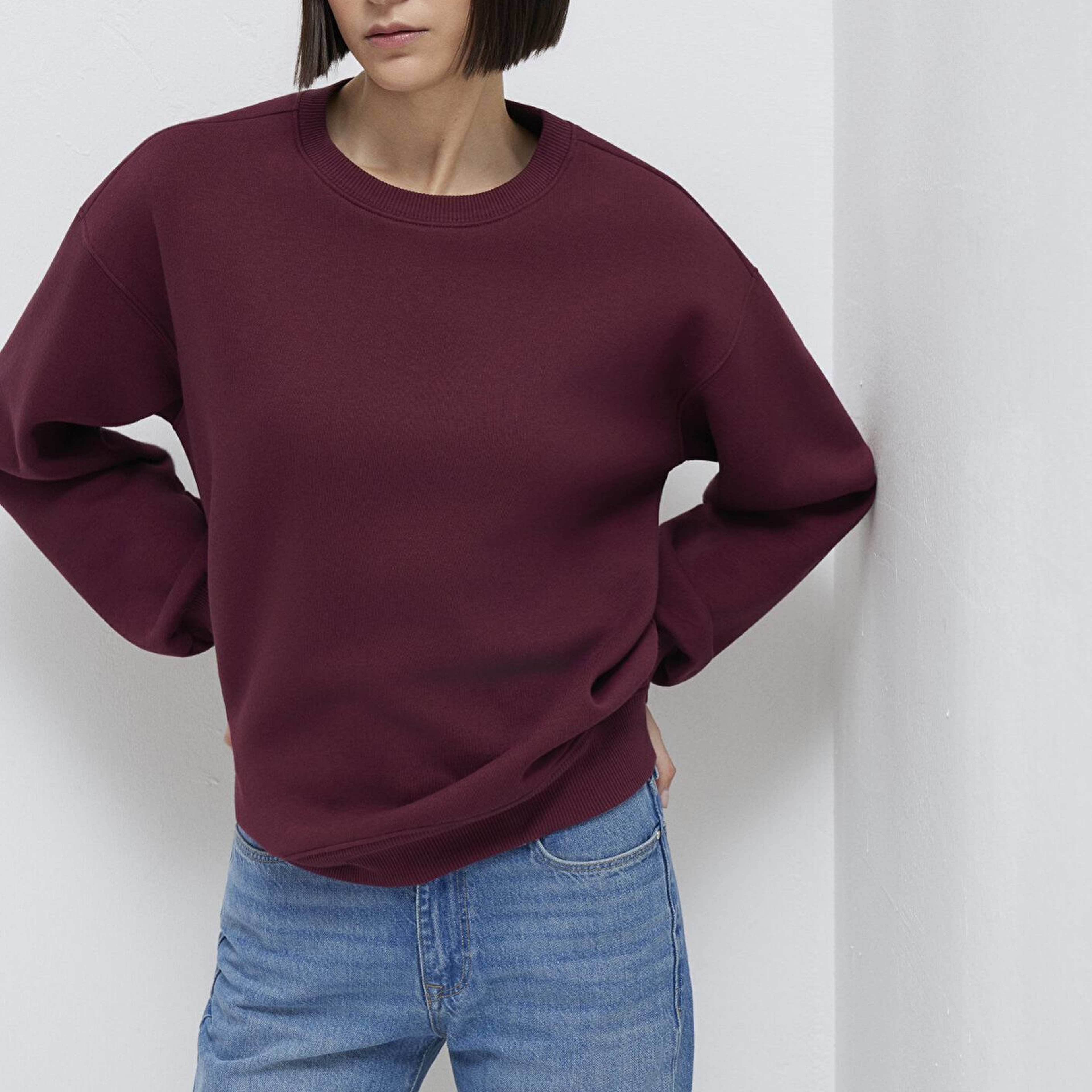 Mavi Bisiklet Yaka Bordo Basic Sweatshirt 1610198-70415