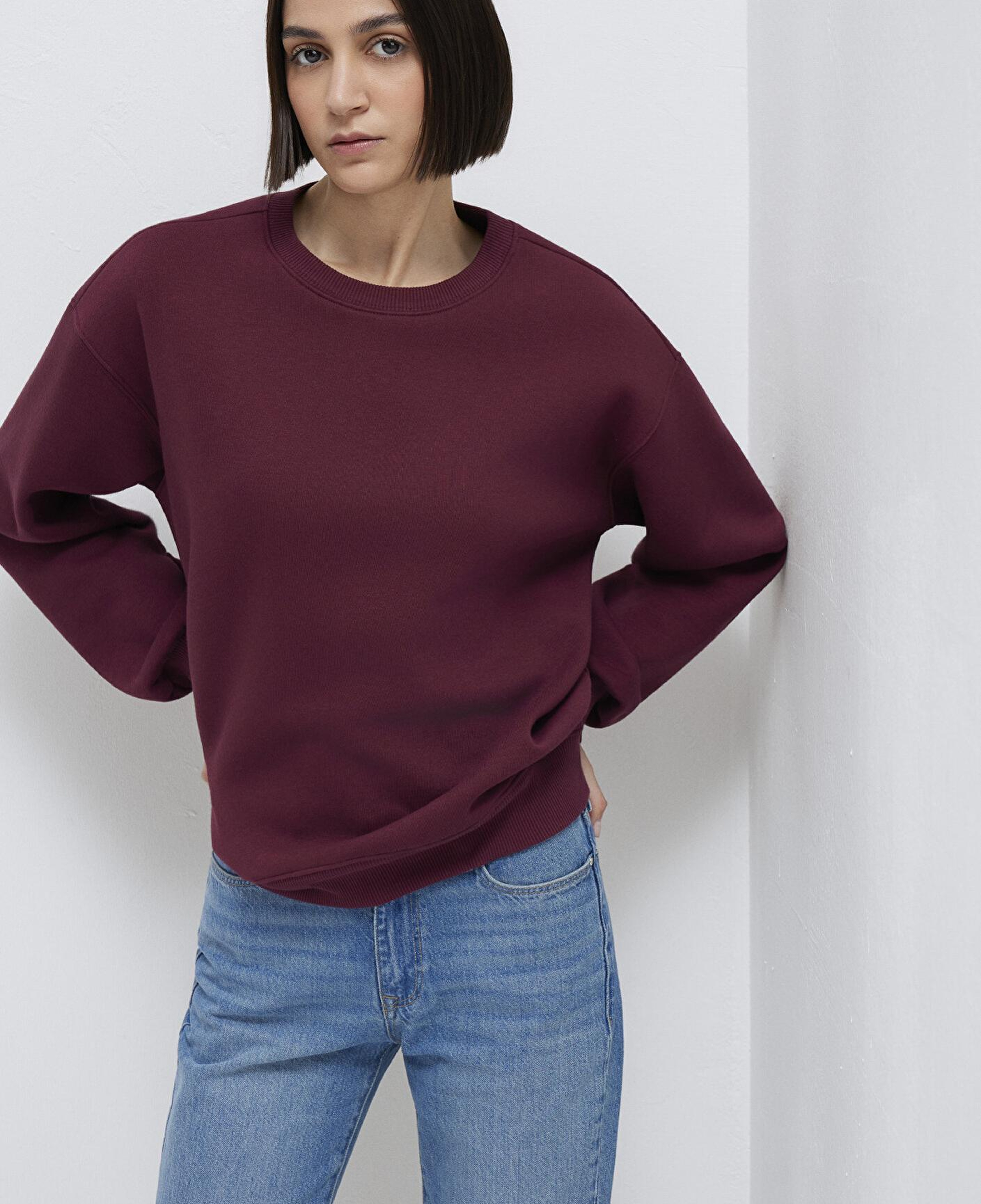 Mavi Bisiklet Yaka Bordo Basic Sweatshirt 1610198-70415