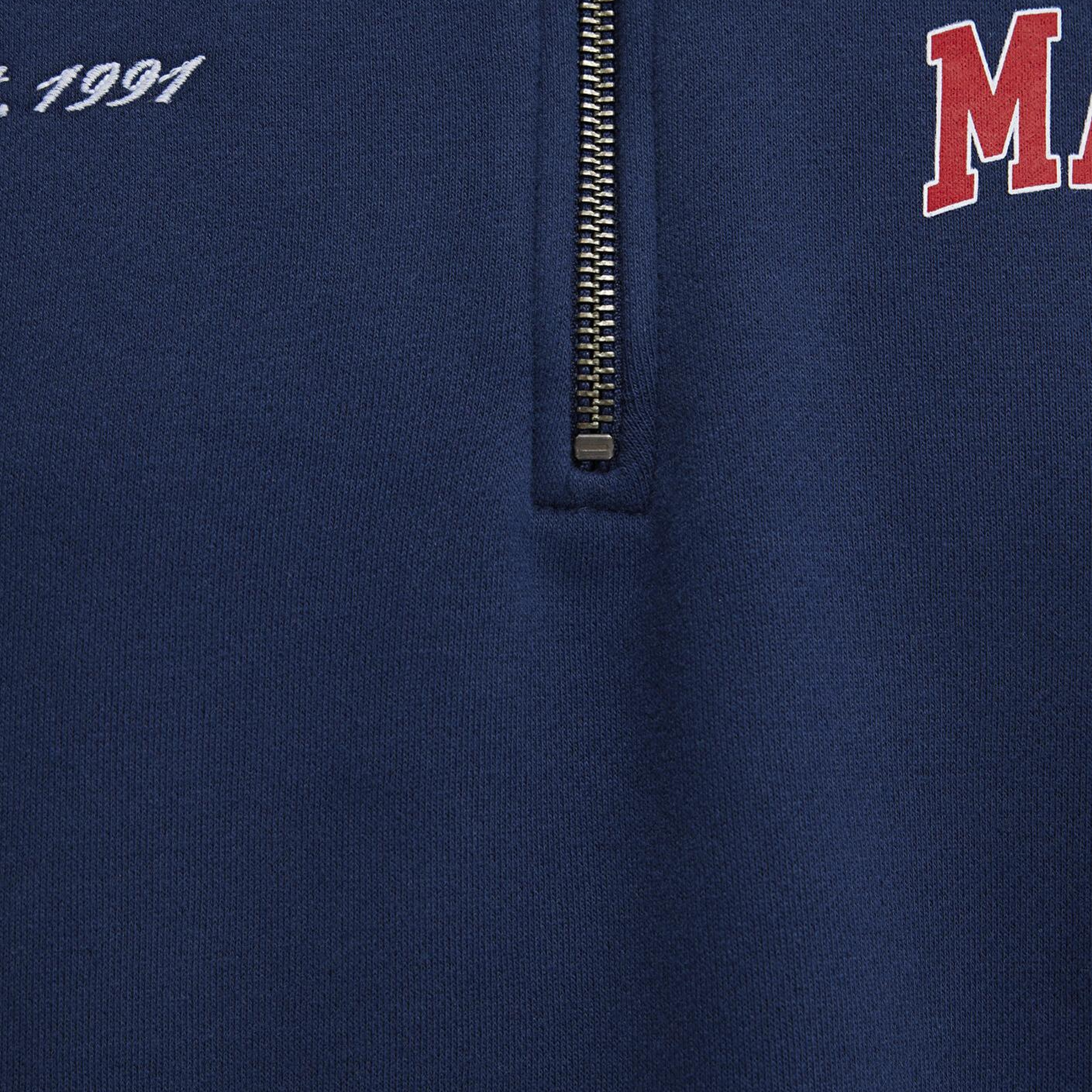 Mavi Mavi Logo Baskılı Yarı Fermuarlı Lacivert Sweatshirt 1S10373-70488