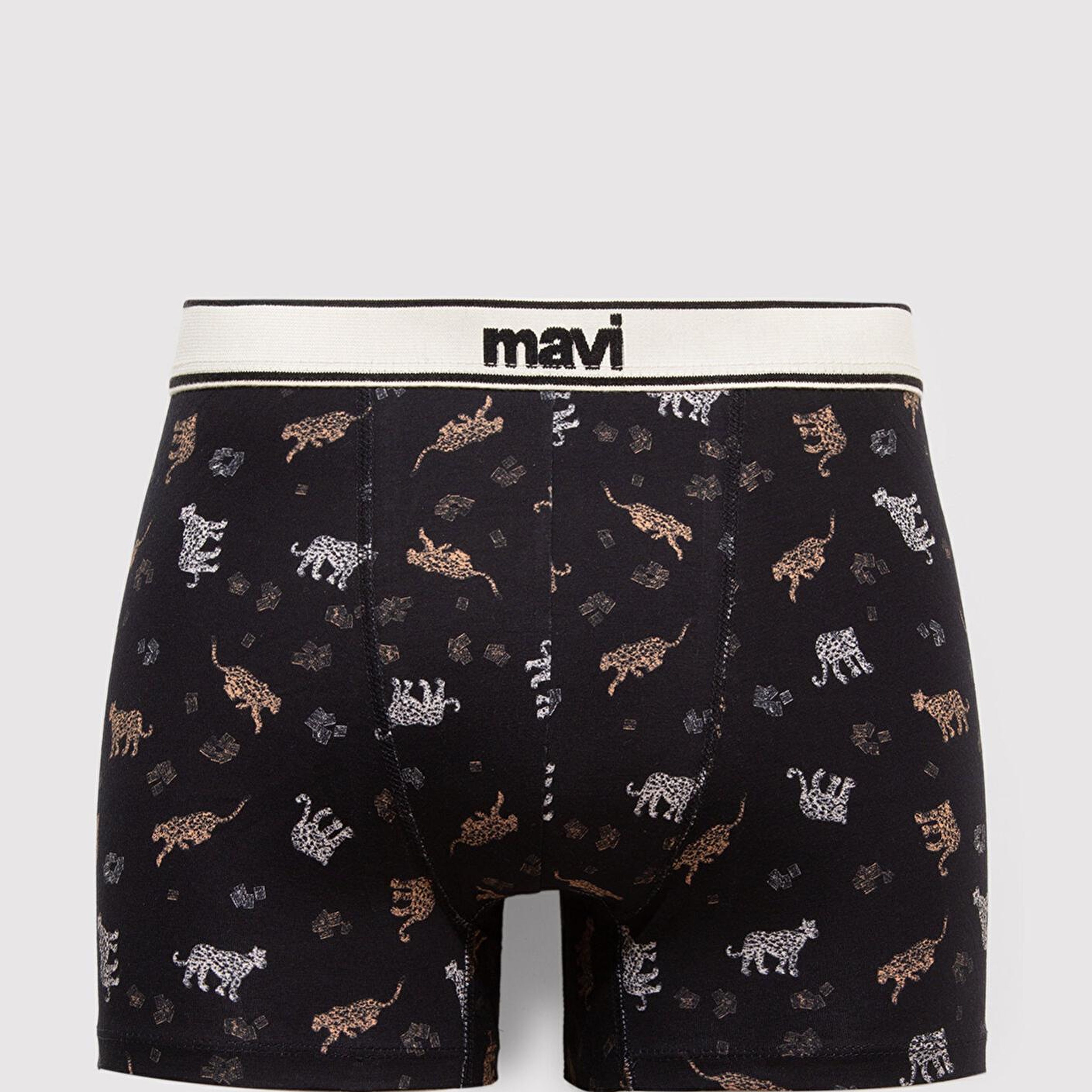 Mavi Kaplan Baskılı Siyah Boxer 0911982-900